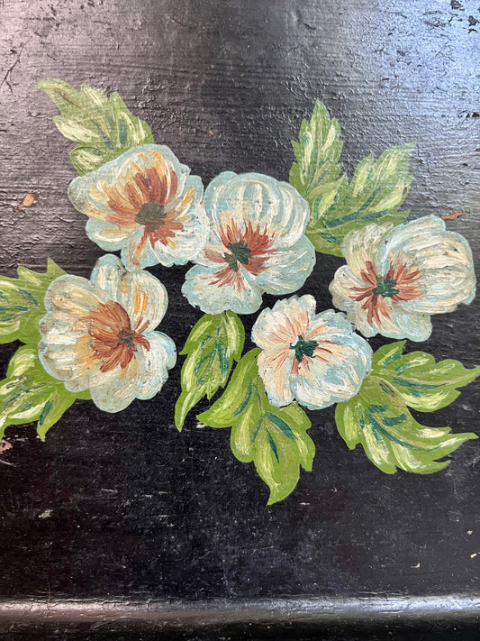 Hand-painted paper mâché tray with blue pansy