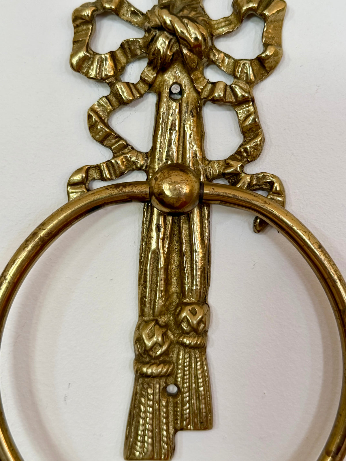 brass tassel and bow bathroom towel holder