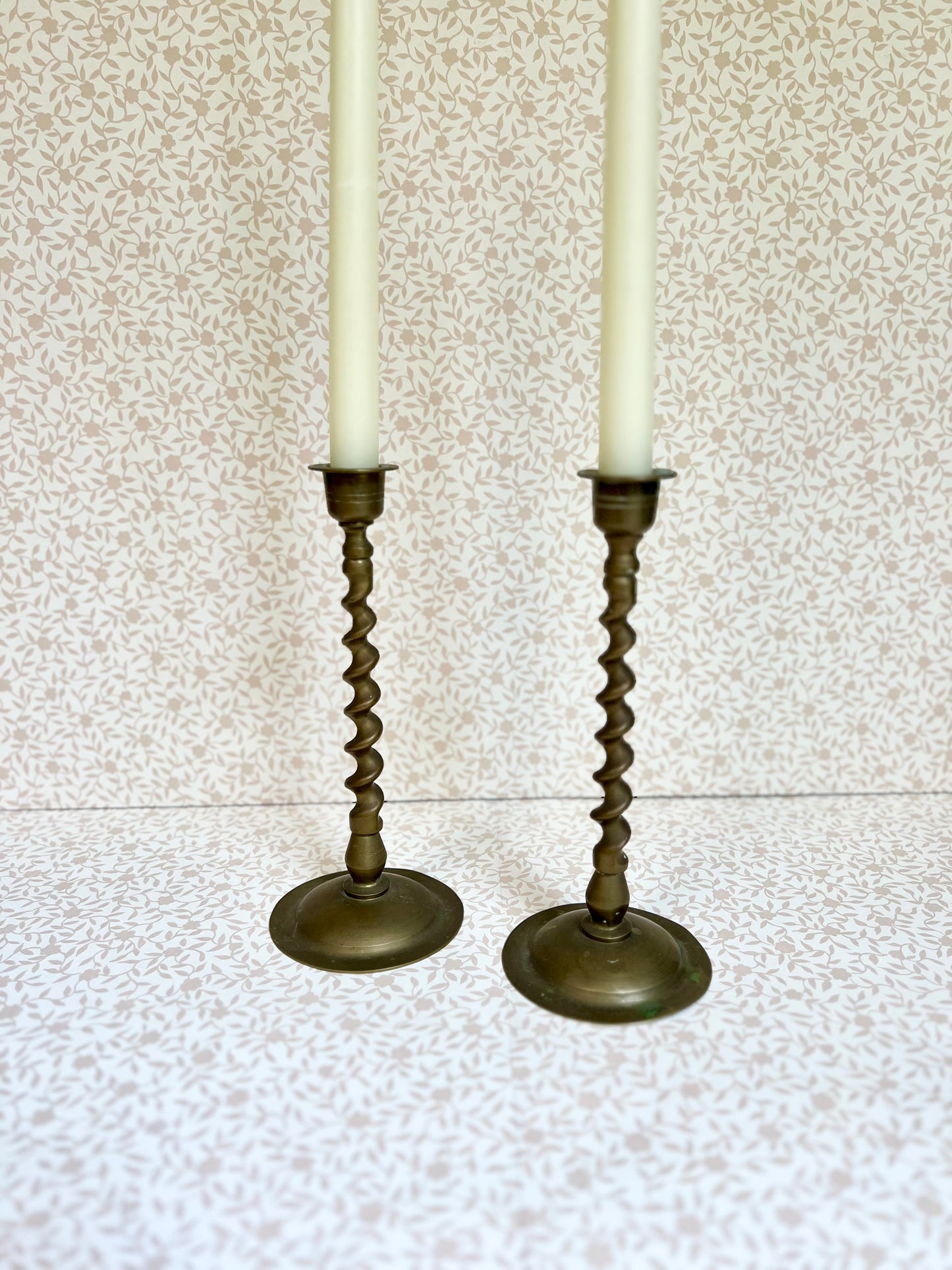 brass spiral candlesticks