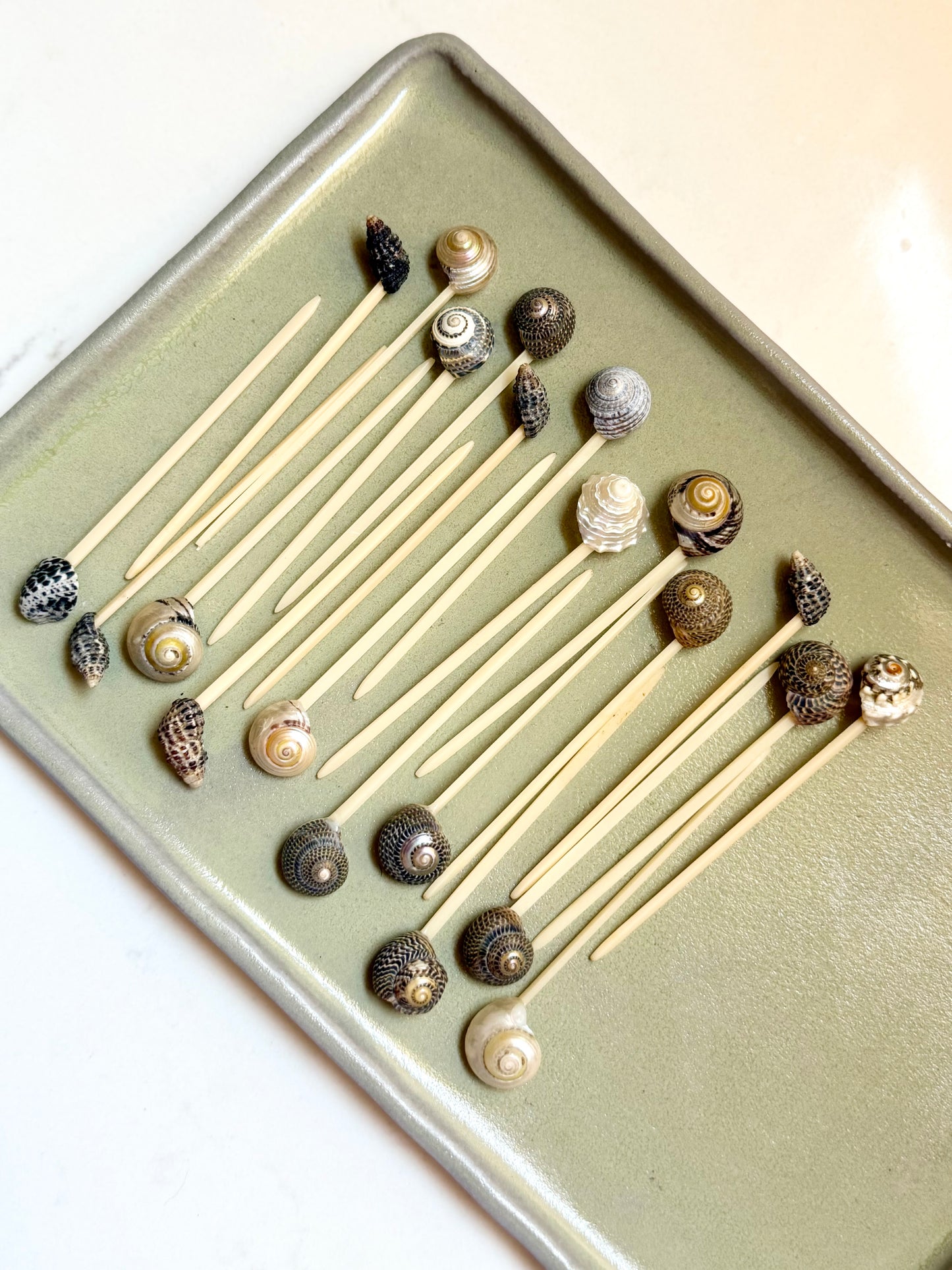 coastal seashell cocktail and appetizer picks
