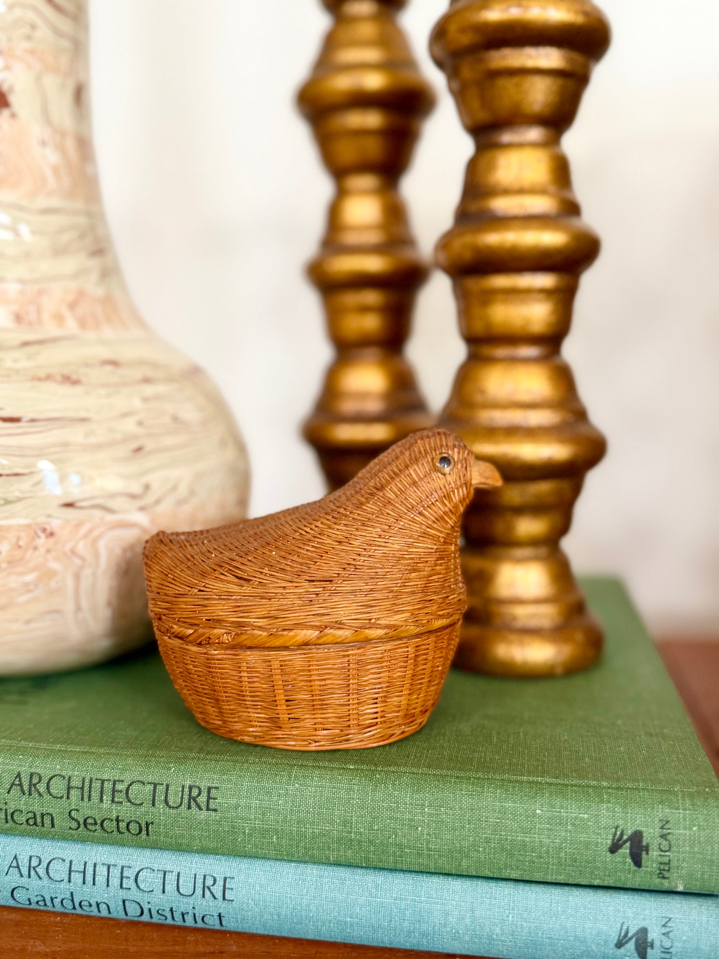 mini wicker lidded chicken basket