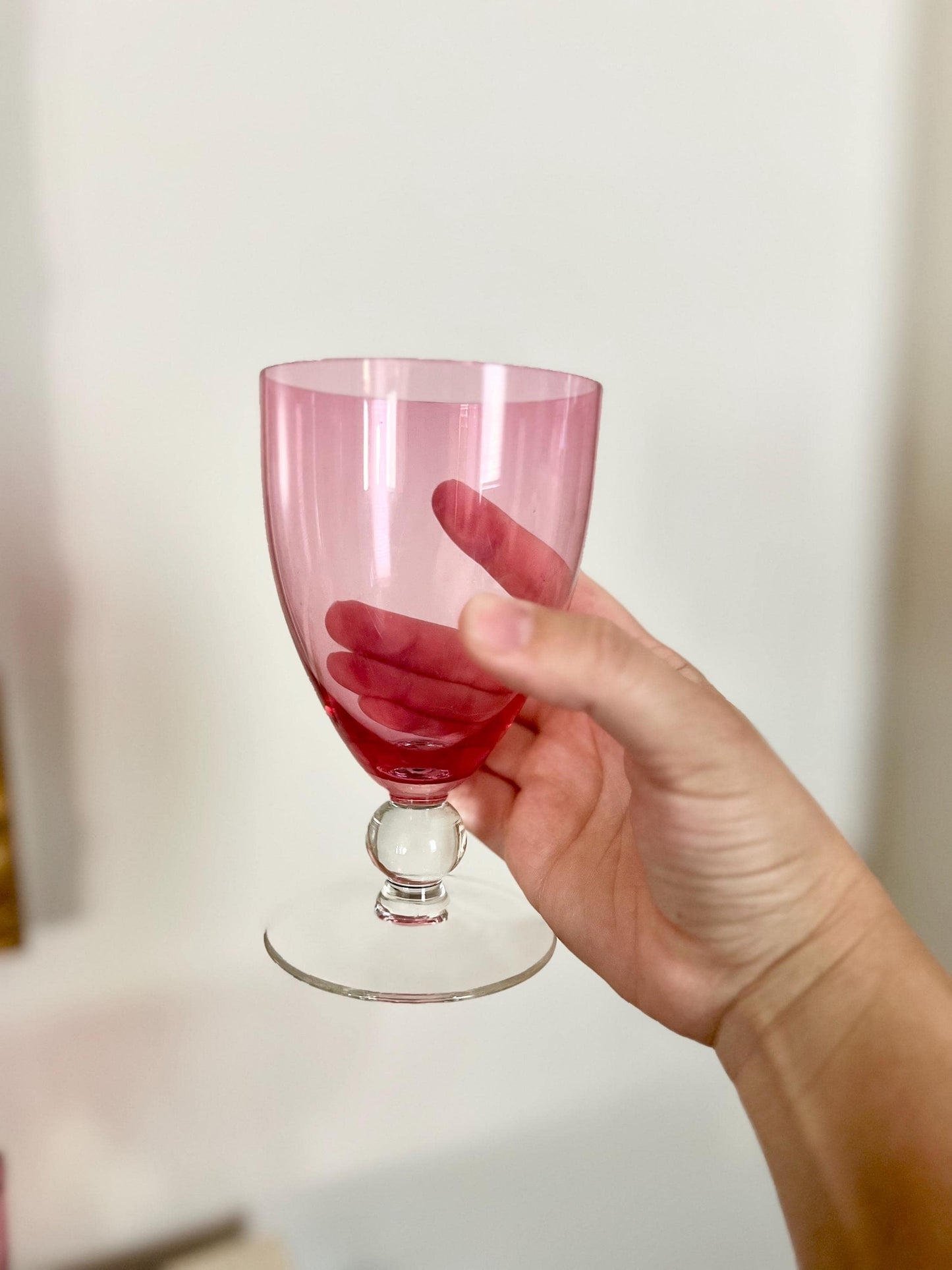Crystal Cranberry Water Goblets — Set of 4 (10 oz)