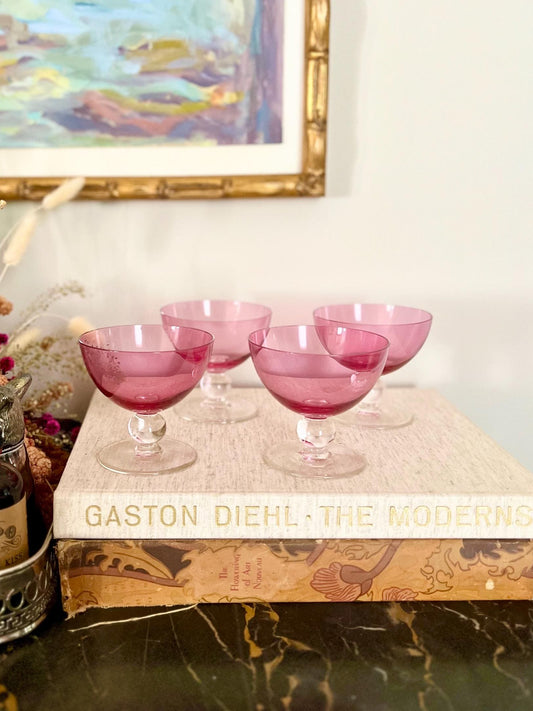 Crystal Cranberry Dessert Coupes — Set of 4 (8 oz)