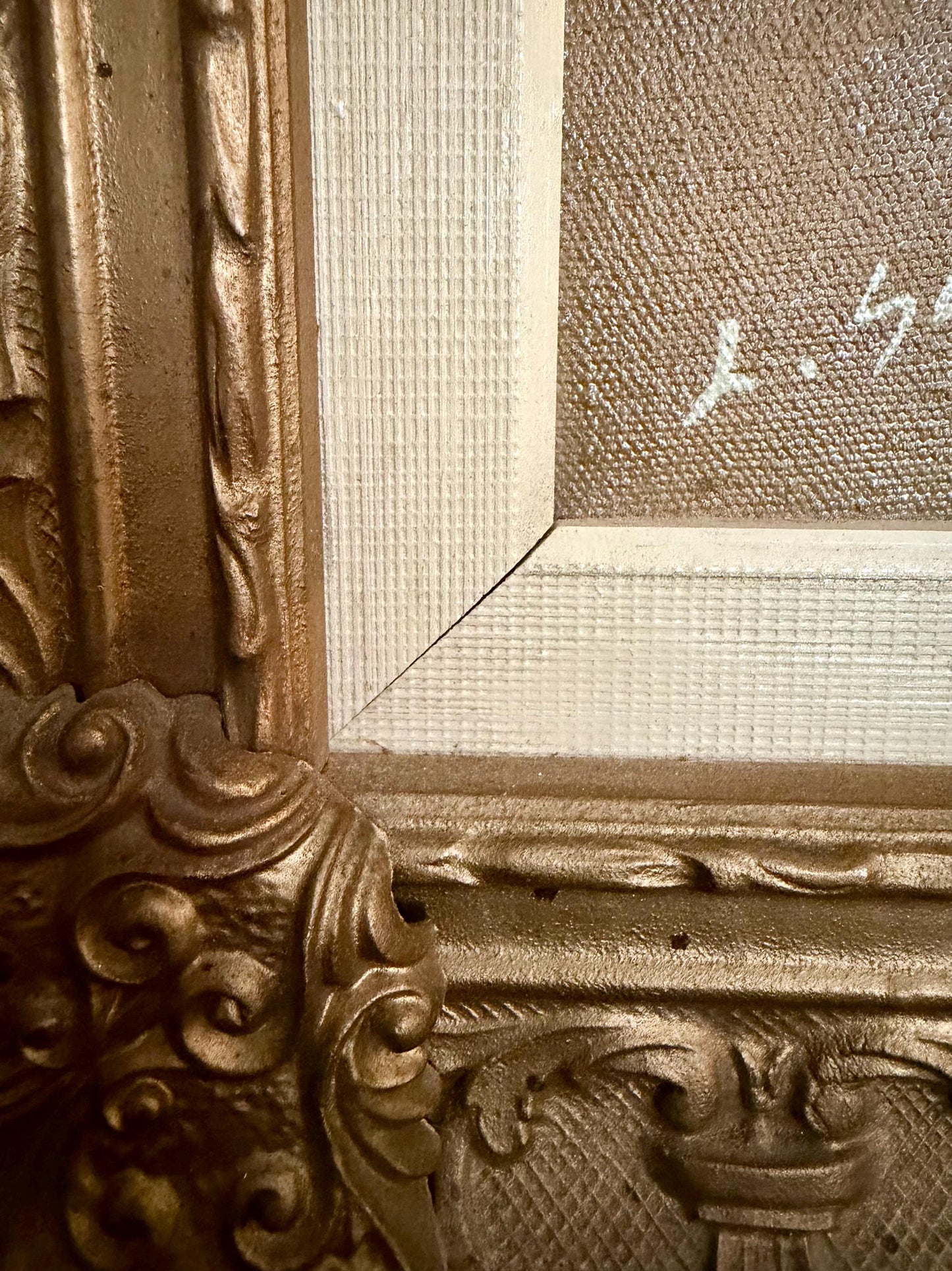 Ludwig Sohler floral painting in ornate gold gilt frame