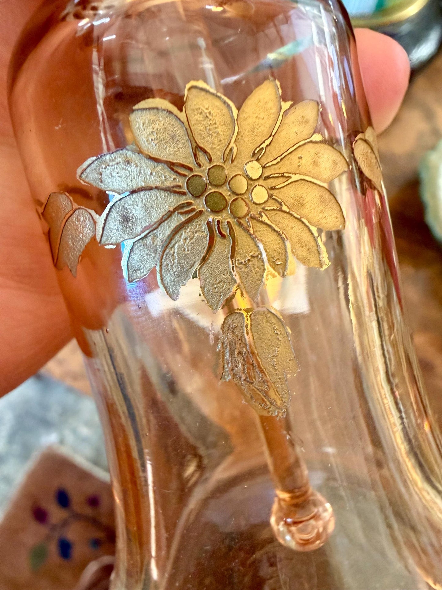 antique amber perfume bottle with gold detailing
