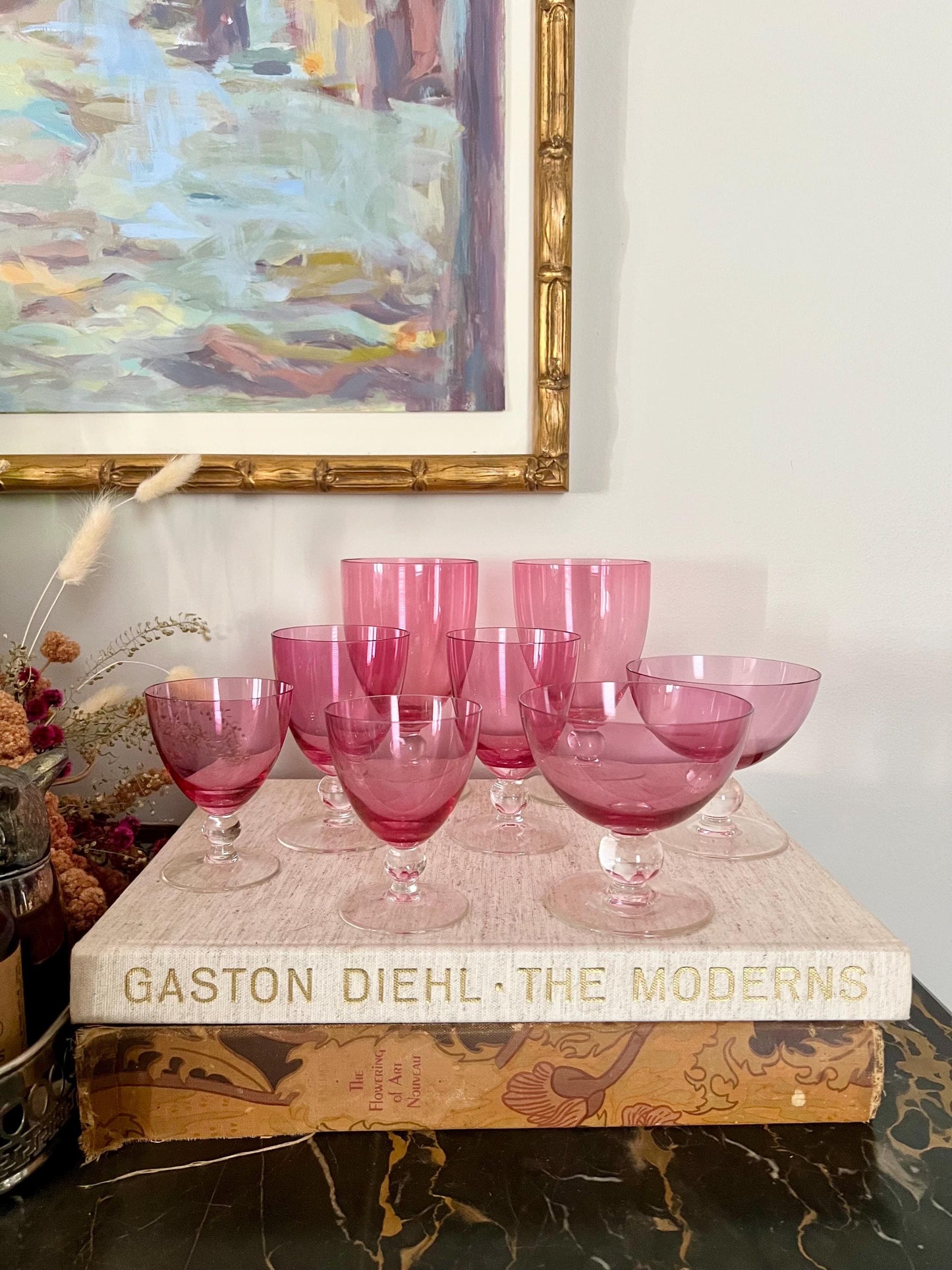 Crystal Cranberry Cocktail Glasses — Set of 4 (4 oz)
