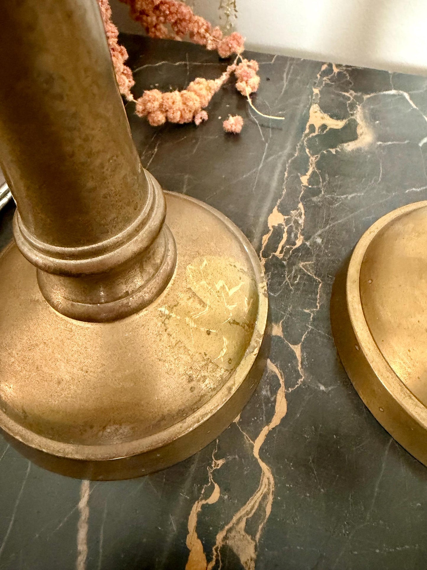 pair of vintage brass candlesticks