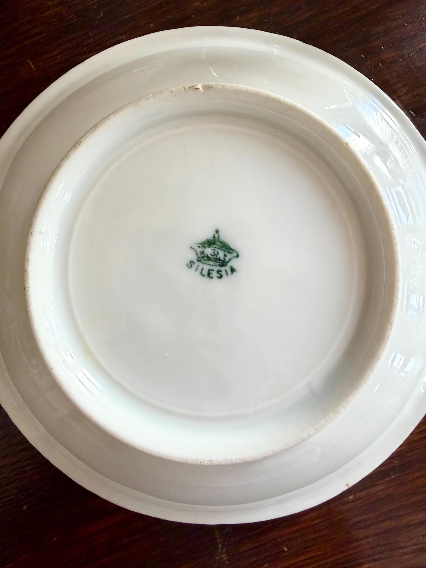 antique Silesia hand painted lotus flower lustreware plate