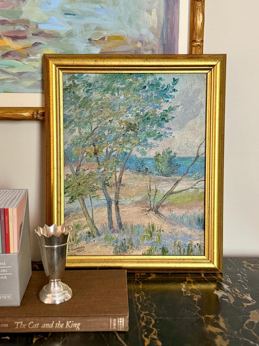 antique pastel landscape painting signed P. Townsend 1922