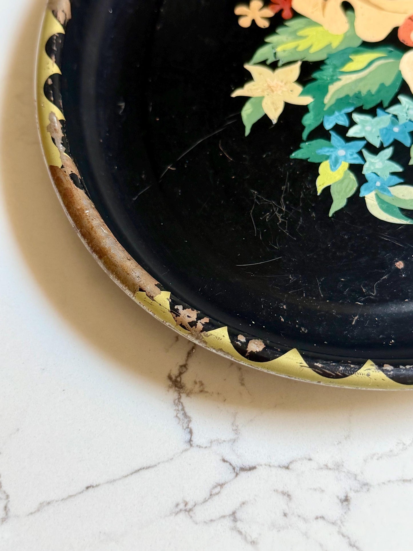 chippy hand painted floral toleware tray