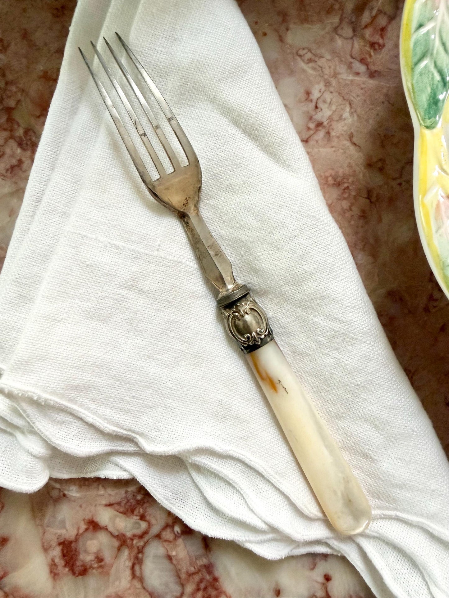antique Victorian mother of pearl handle fork