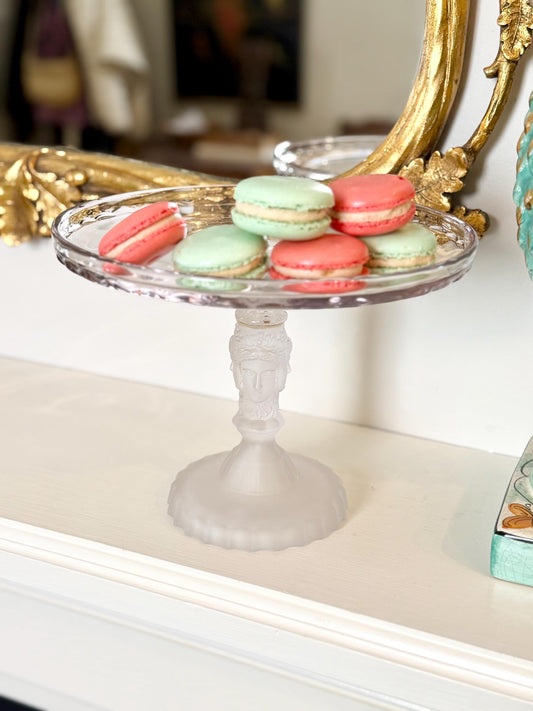 vintage Duncan & Miller Three Faces style pedestal cake stand