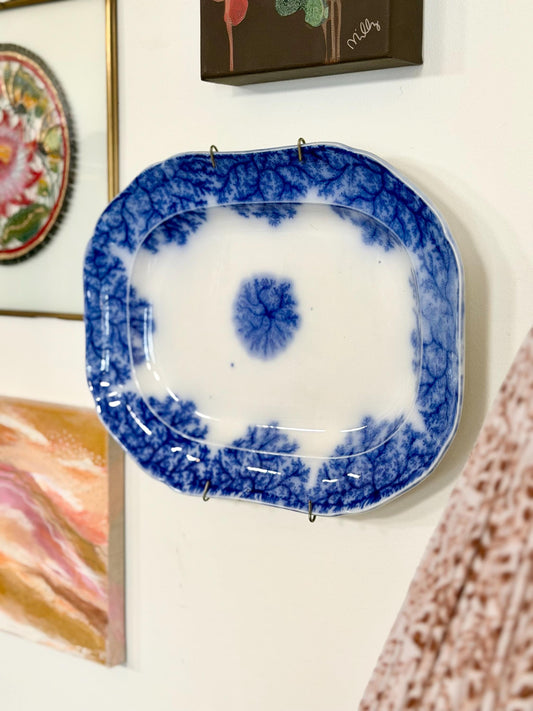 Rare 1884 Flow blue “Blue Coral” W.T. Copeland and Sons platter
