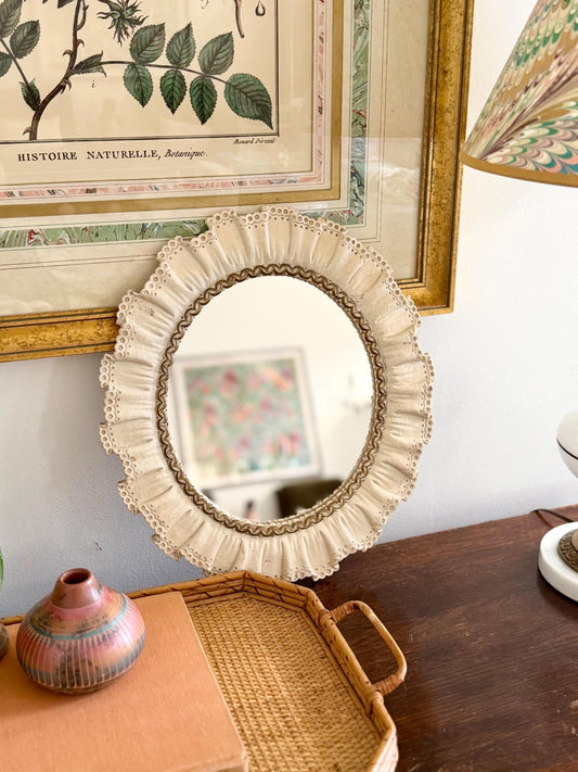 trompe l’oeil ruffled lace syroco mirror