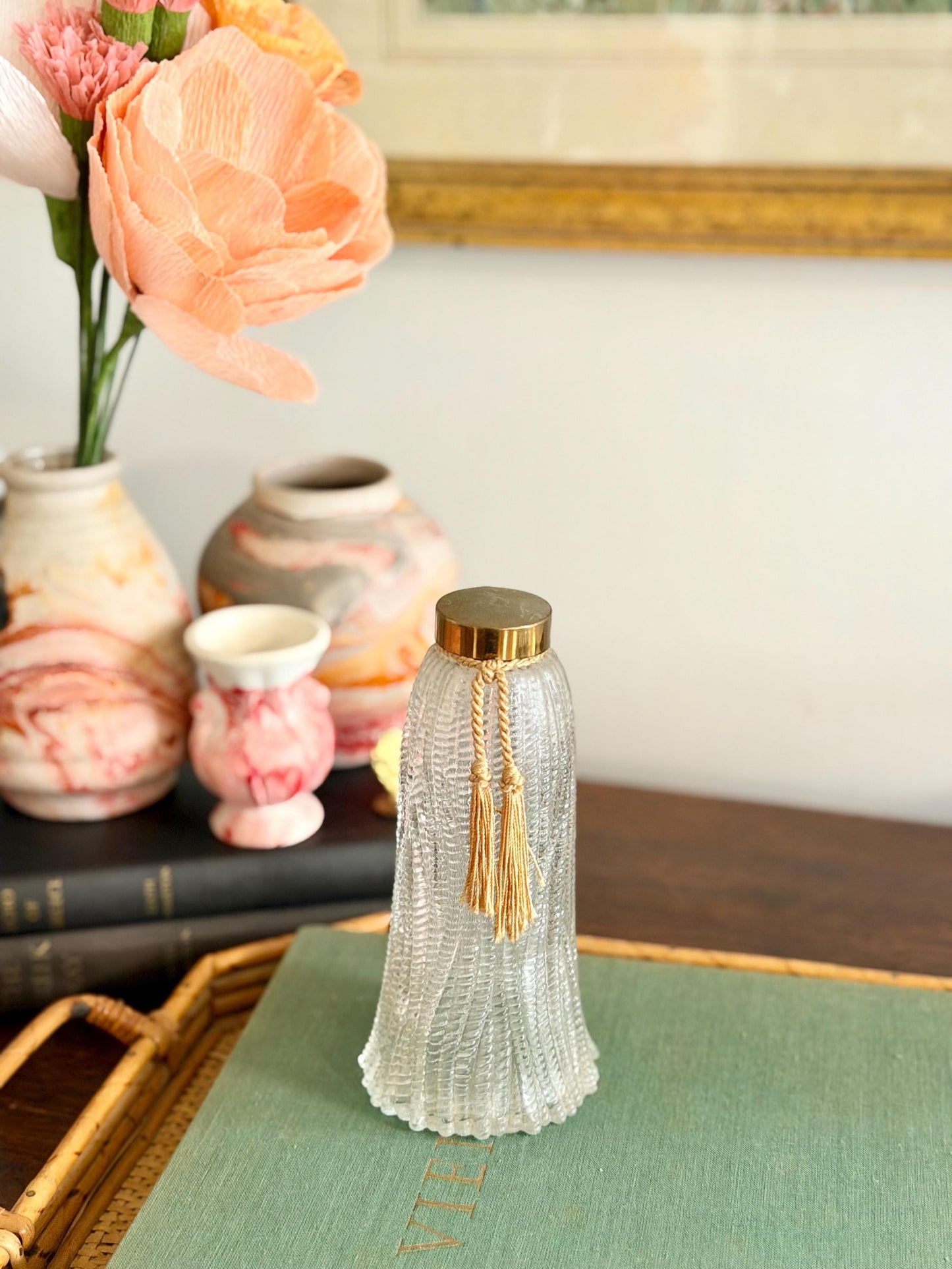 glass tassel shaped bottle