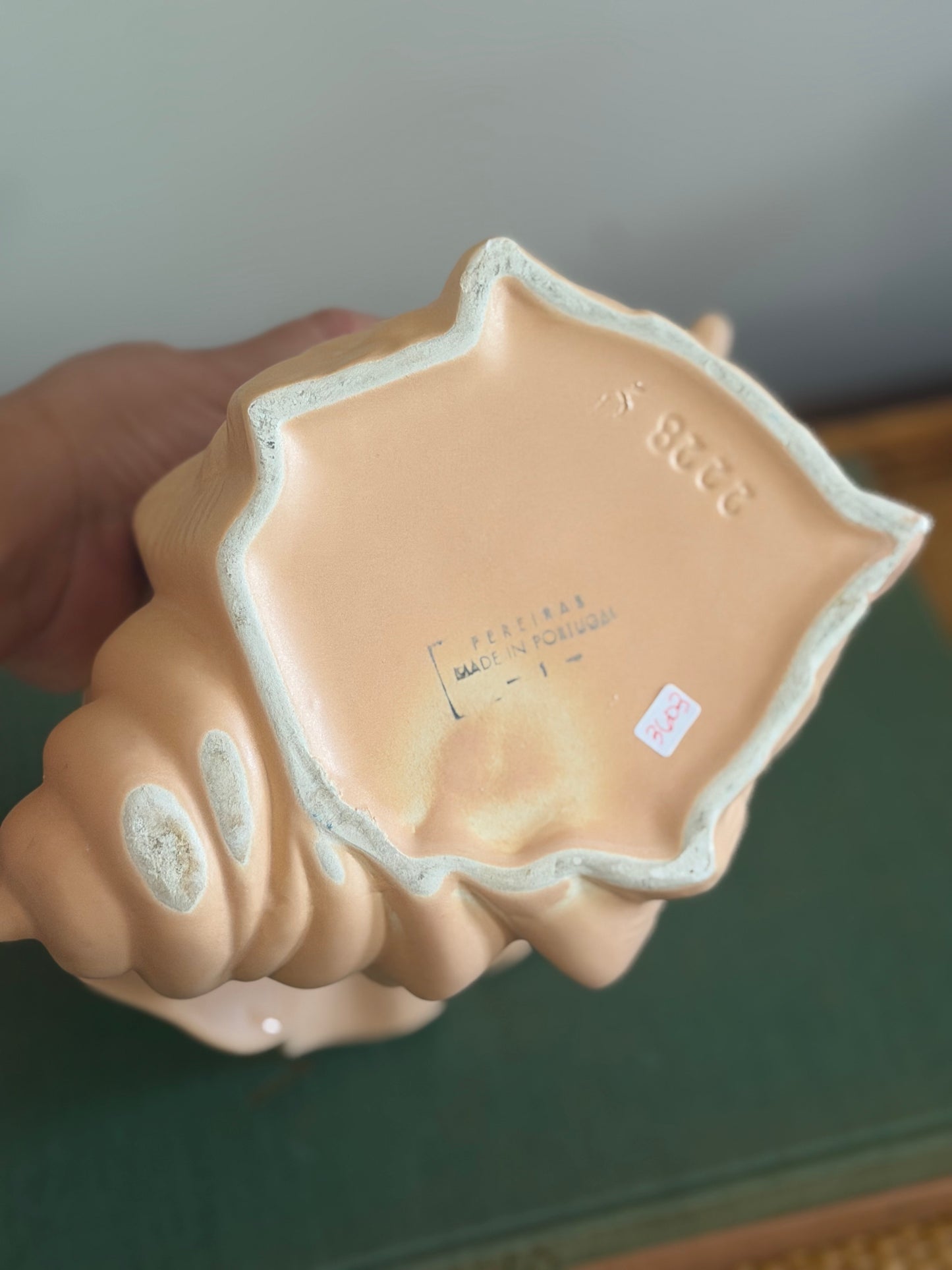 Pereiras Portugal pink conch shell ceramic planter