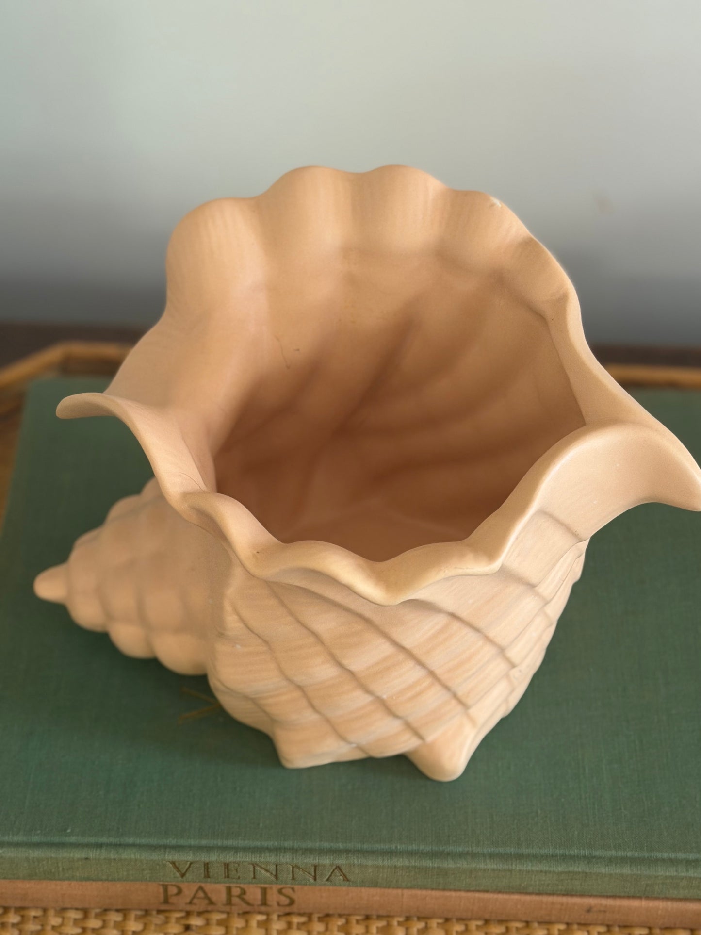 Pereiras Portugal pink conch shell ceramic planter