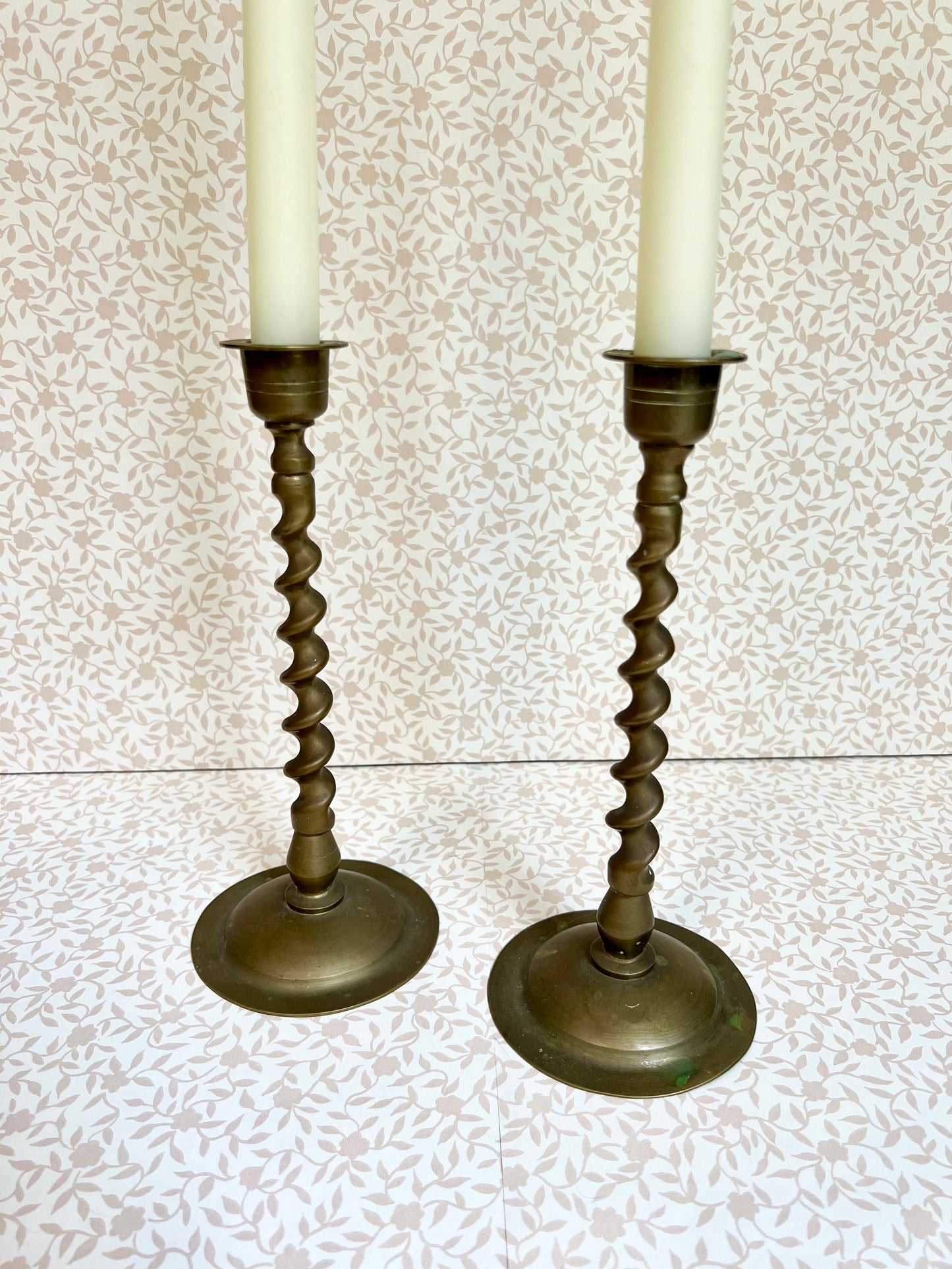 brass spiral candlesticks