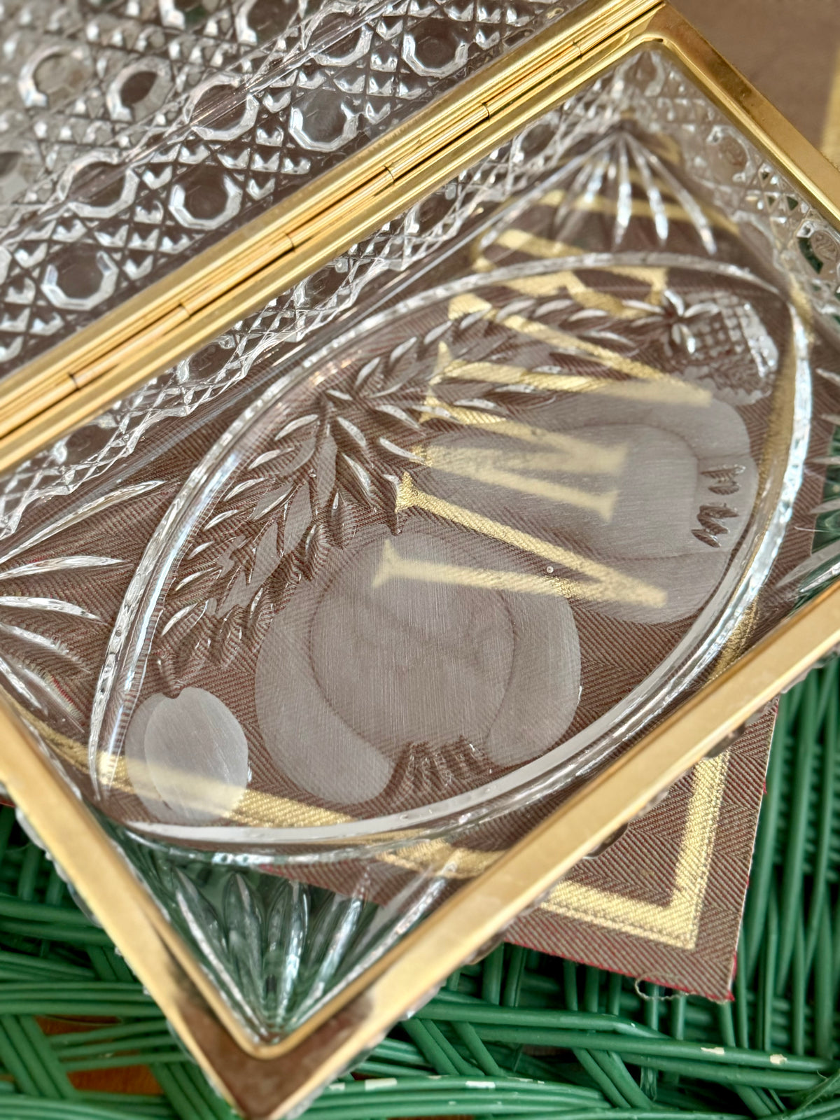 diamond cut glass casket