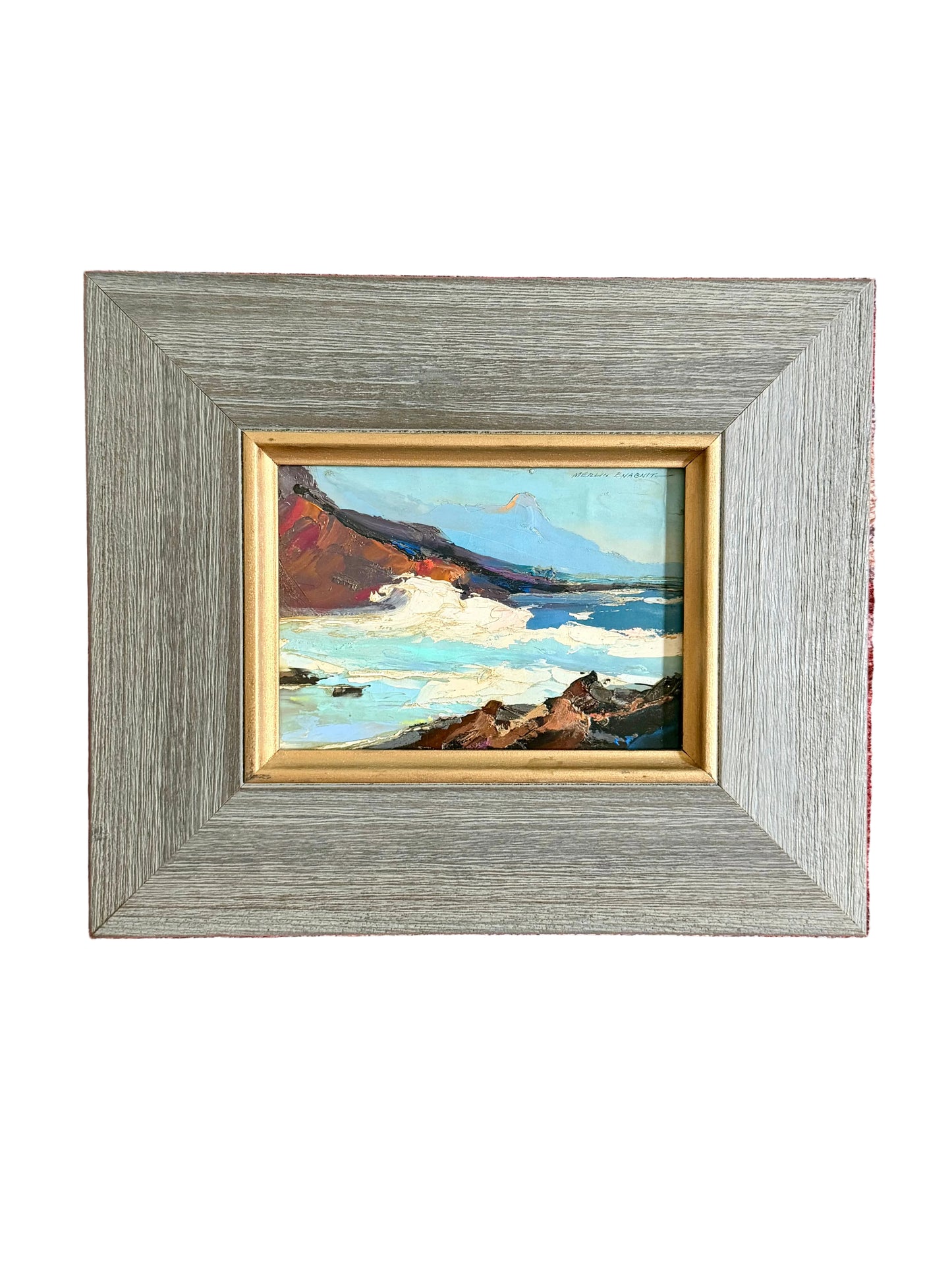 original oil seascape framed, signed Merlin Enabnit