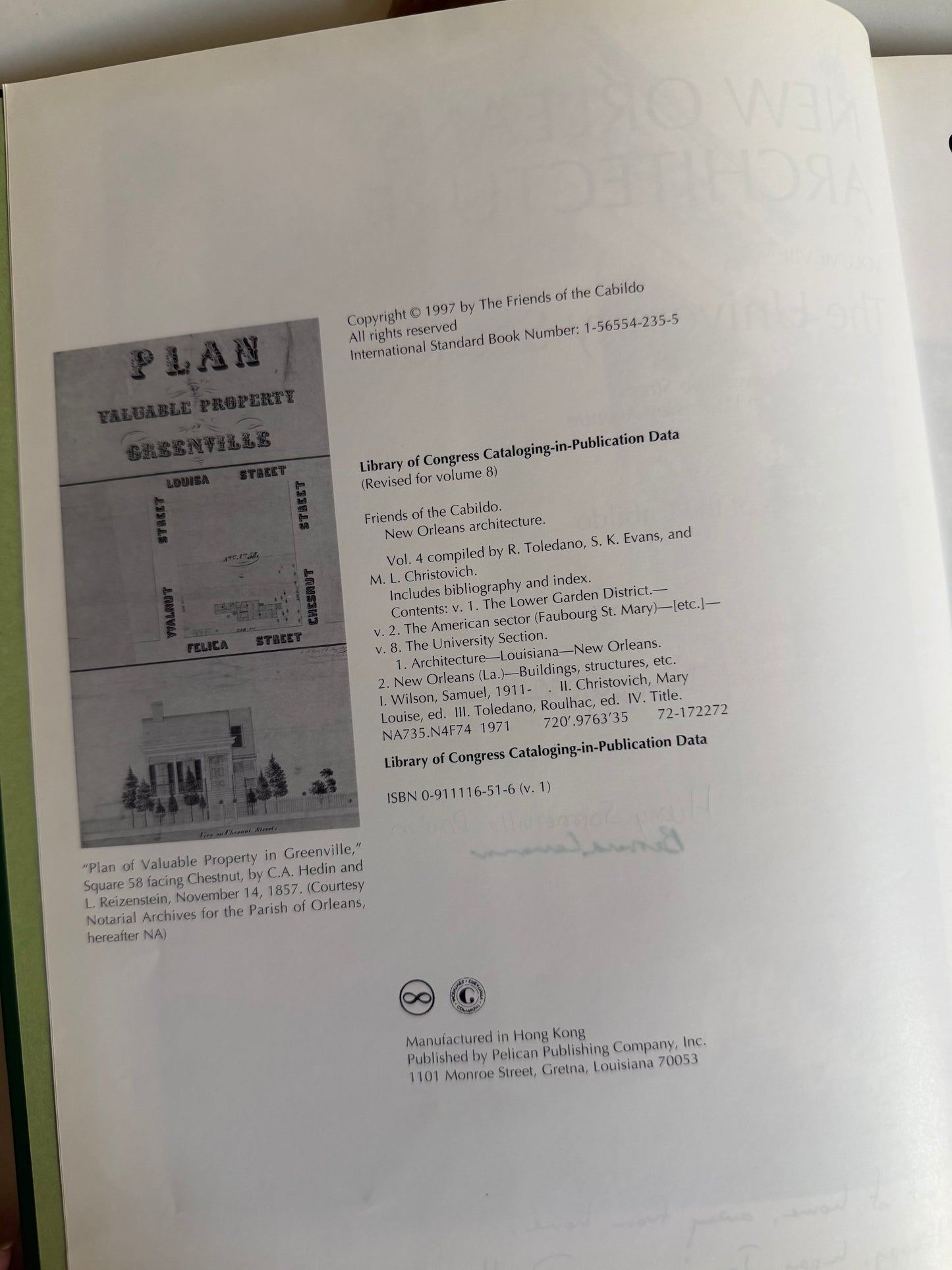 New Orleans Architecture Volume VIII: The University Section, signed copy