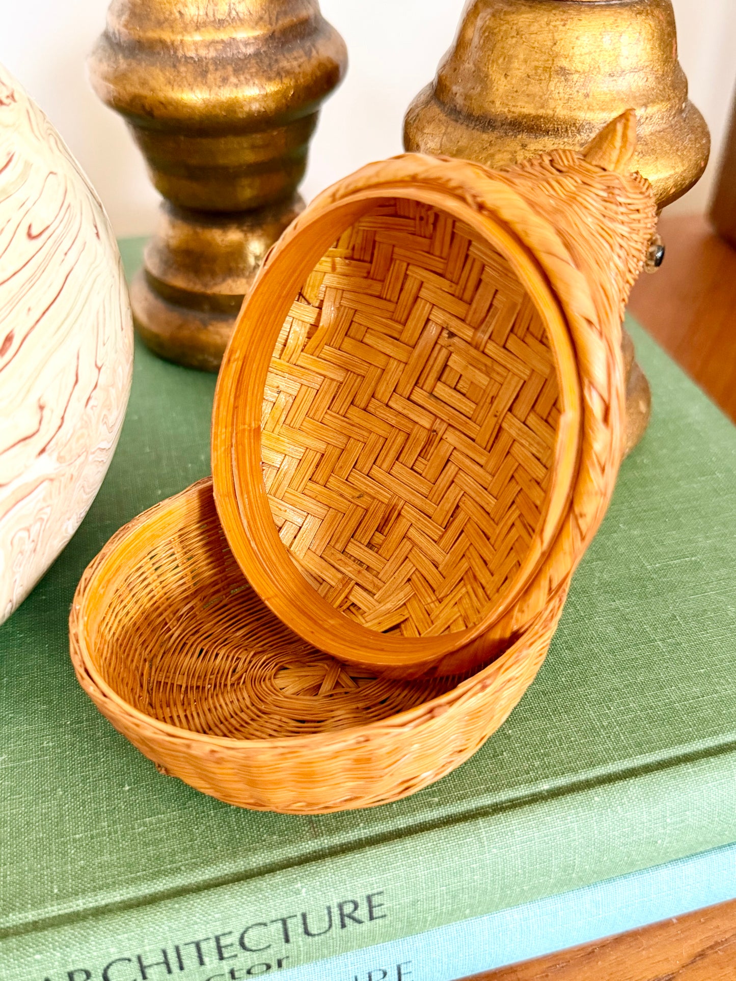 mini wicker lidded chicken basket