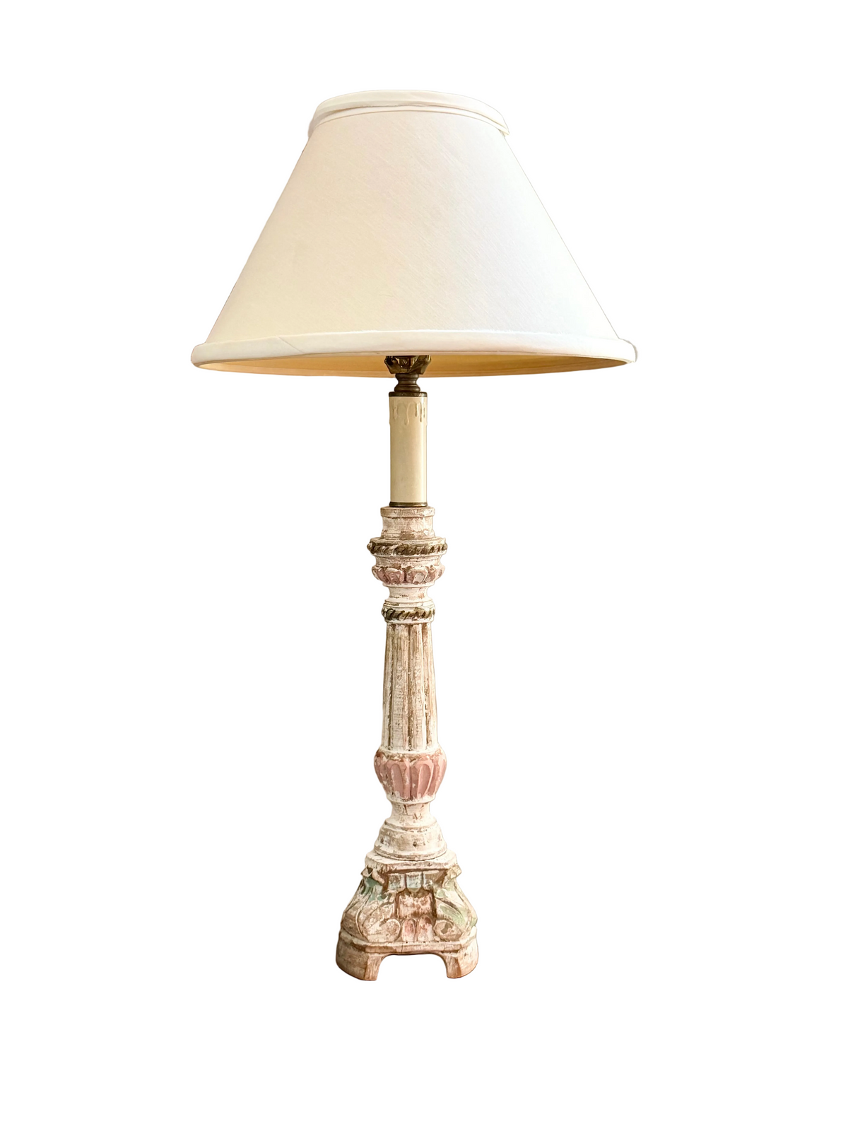 polychrome wood salvage lamp base