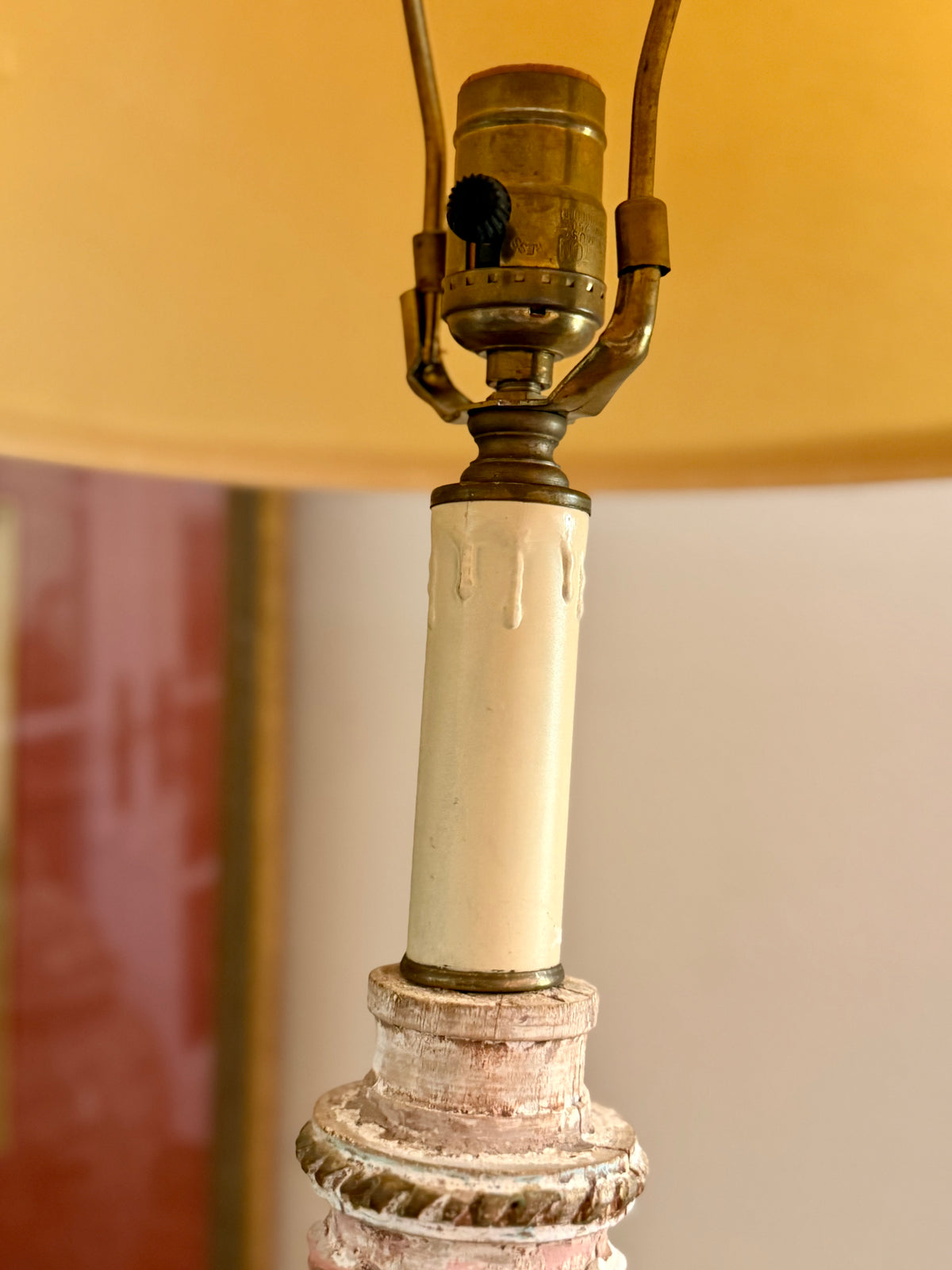 polychrome wood salvage lamp base
