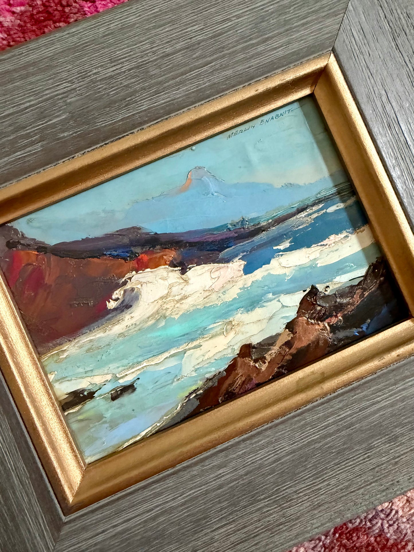 original oil seascape framed, signed Merlin Enabnit