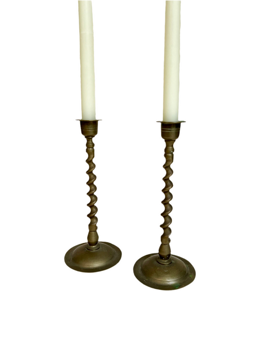 brass spiral candlesticks