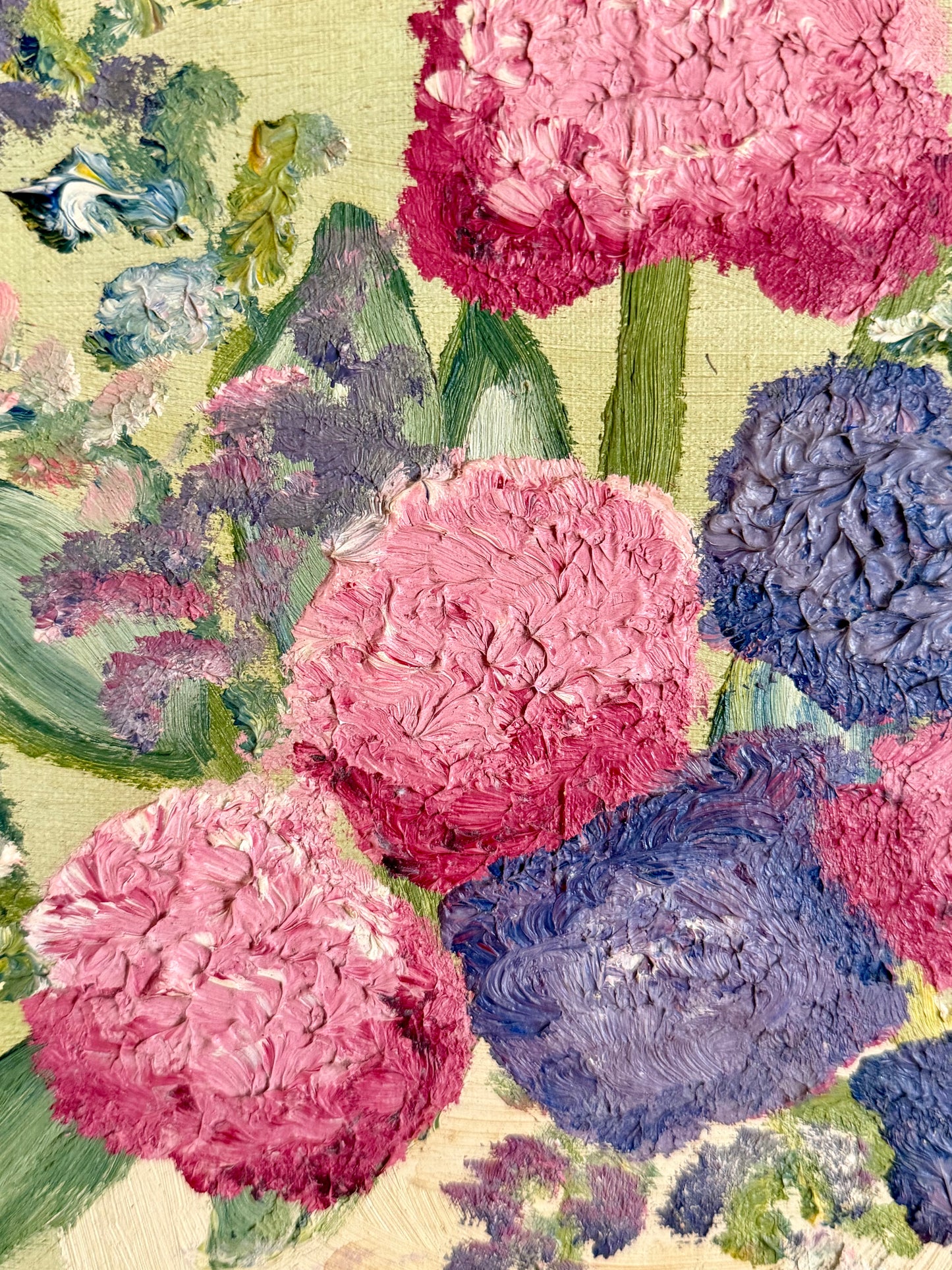 framed folk art flowers, signed Freddy 1964