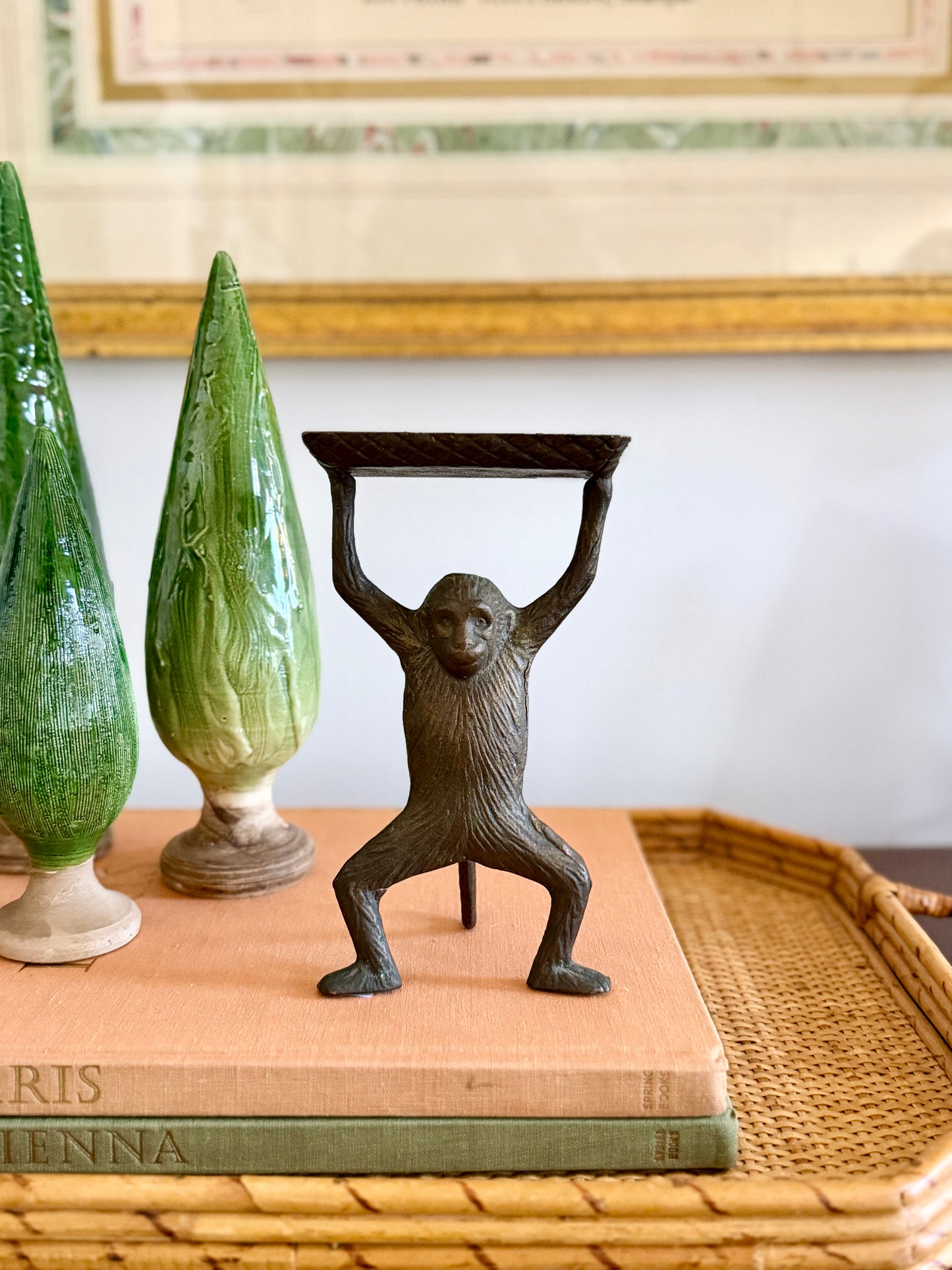 bronze monkey card holder