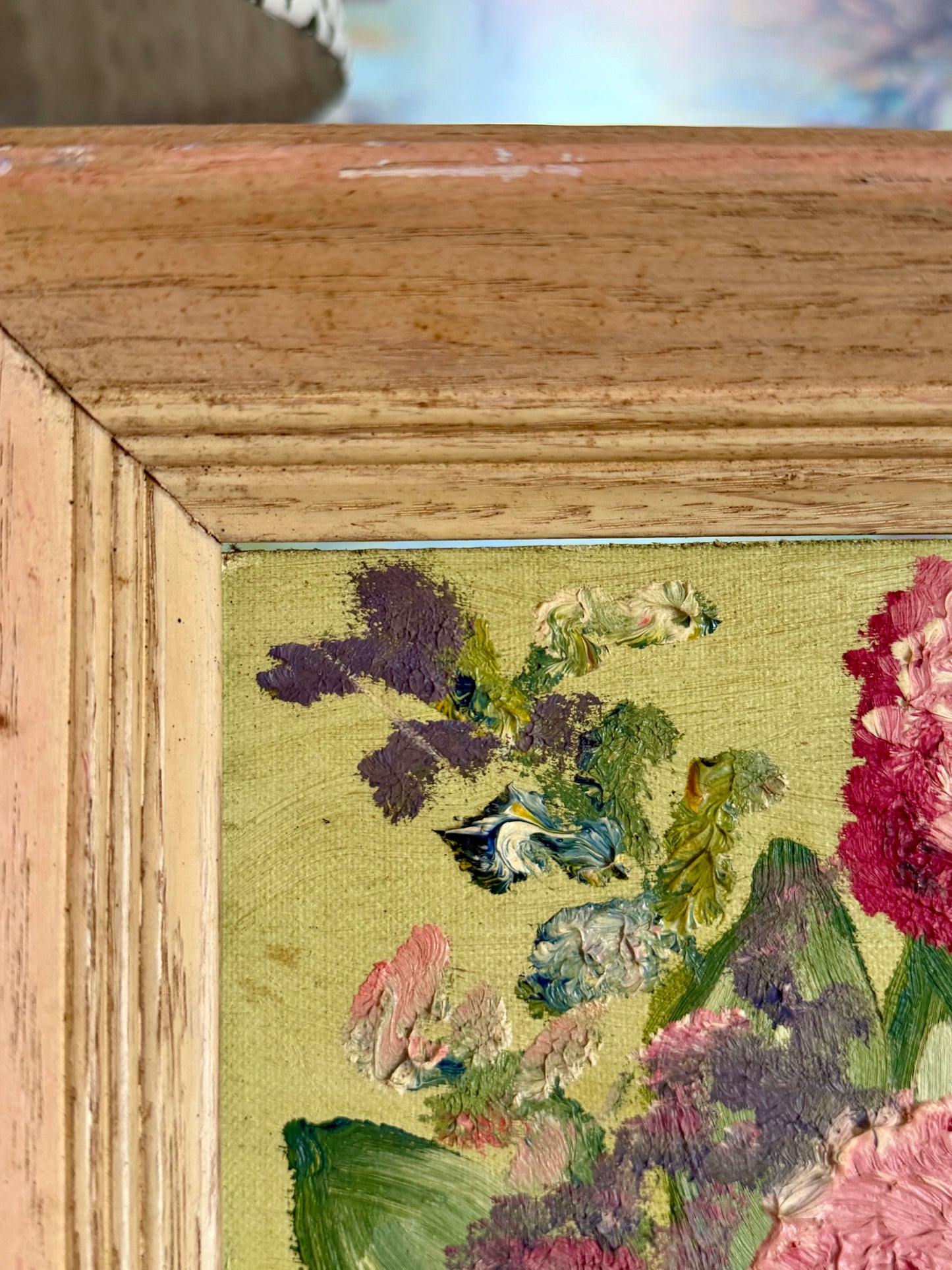 framed folk art flowers, signed Freddy 1964