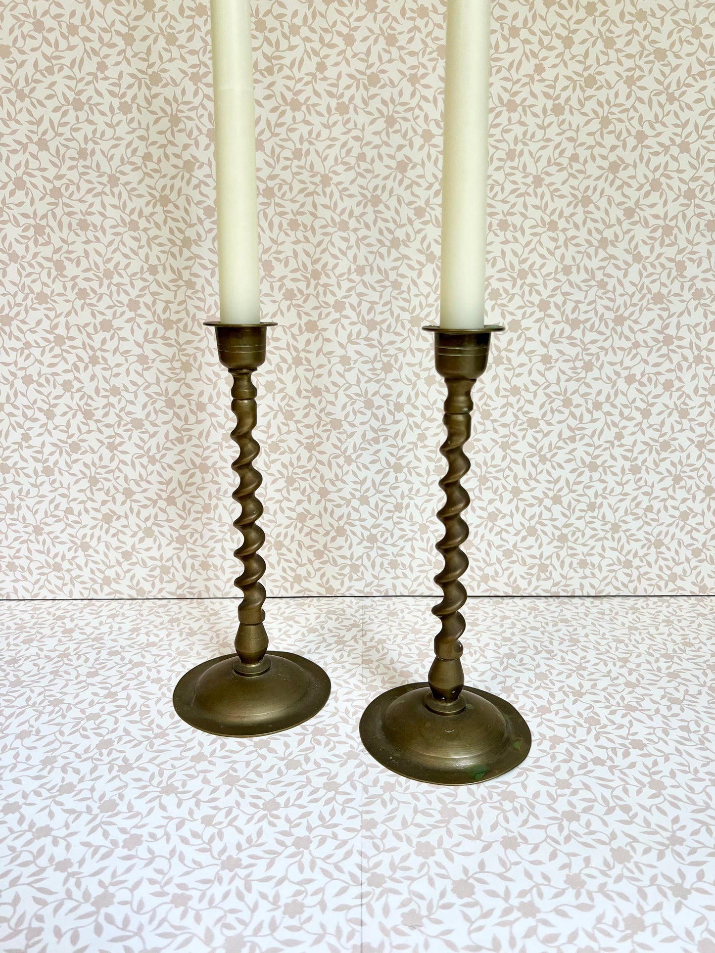brass spiral candlesticks