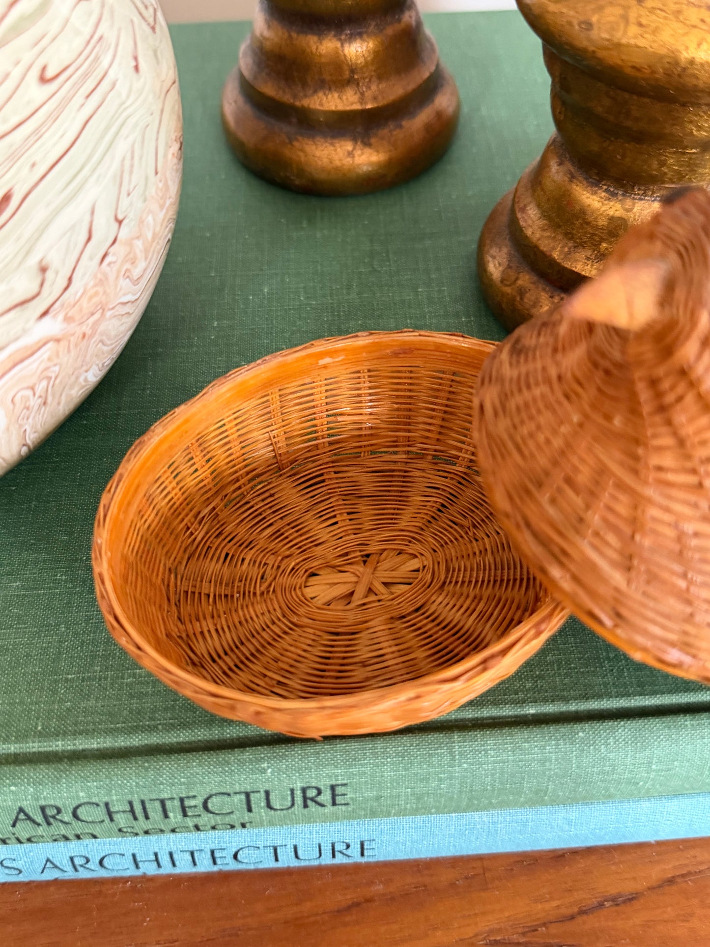 mini wicker lidded chicken basket