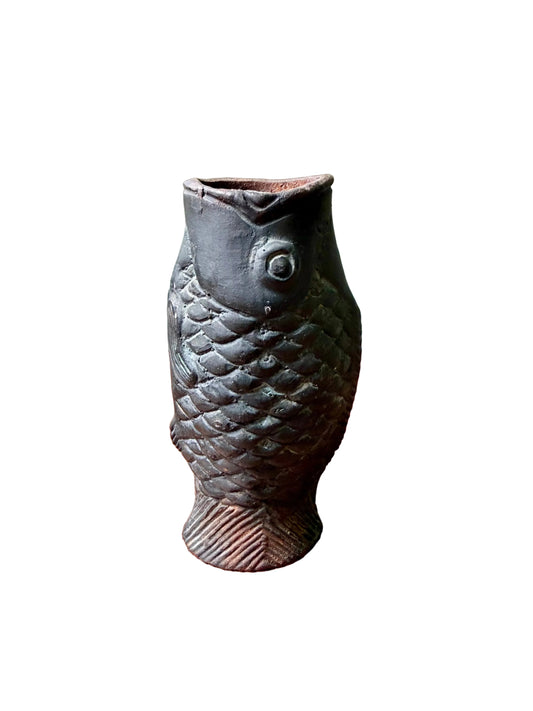 cast iron koi fish vase