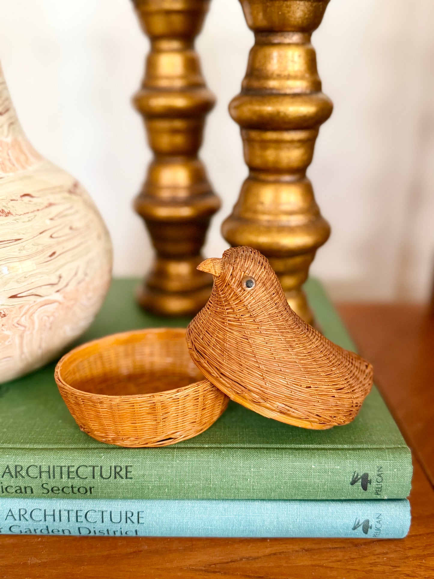 mini wicker lidded chicken basket