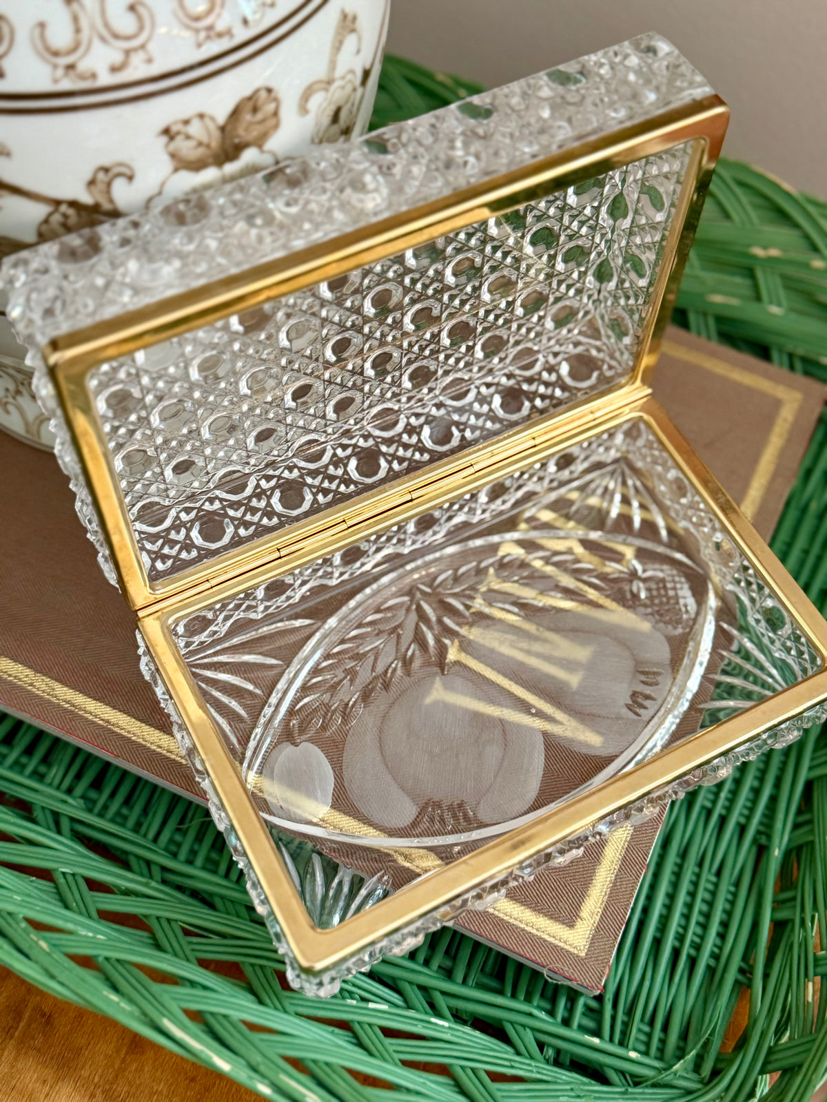 diamond cut glass casket