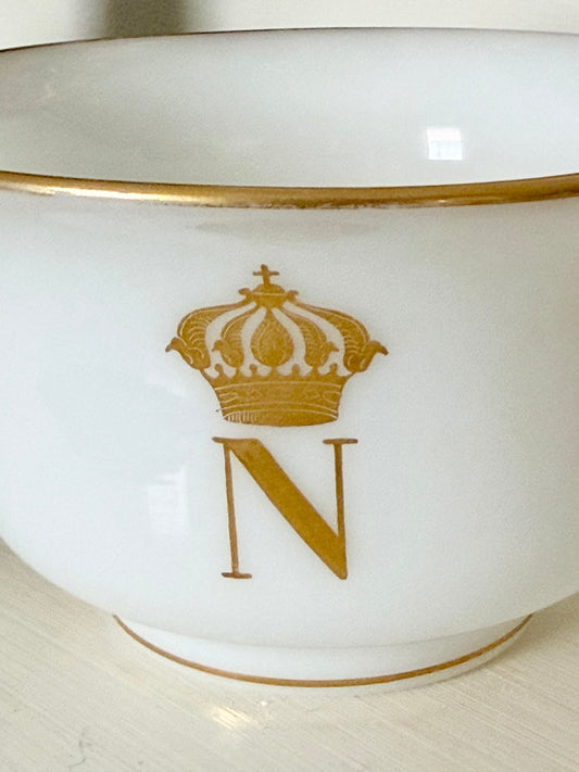 French opaline finger bowl with Napoleonic imperial cipher reproduction