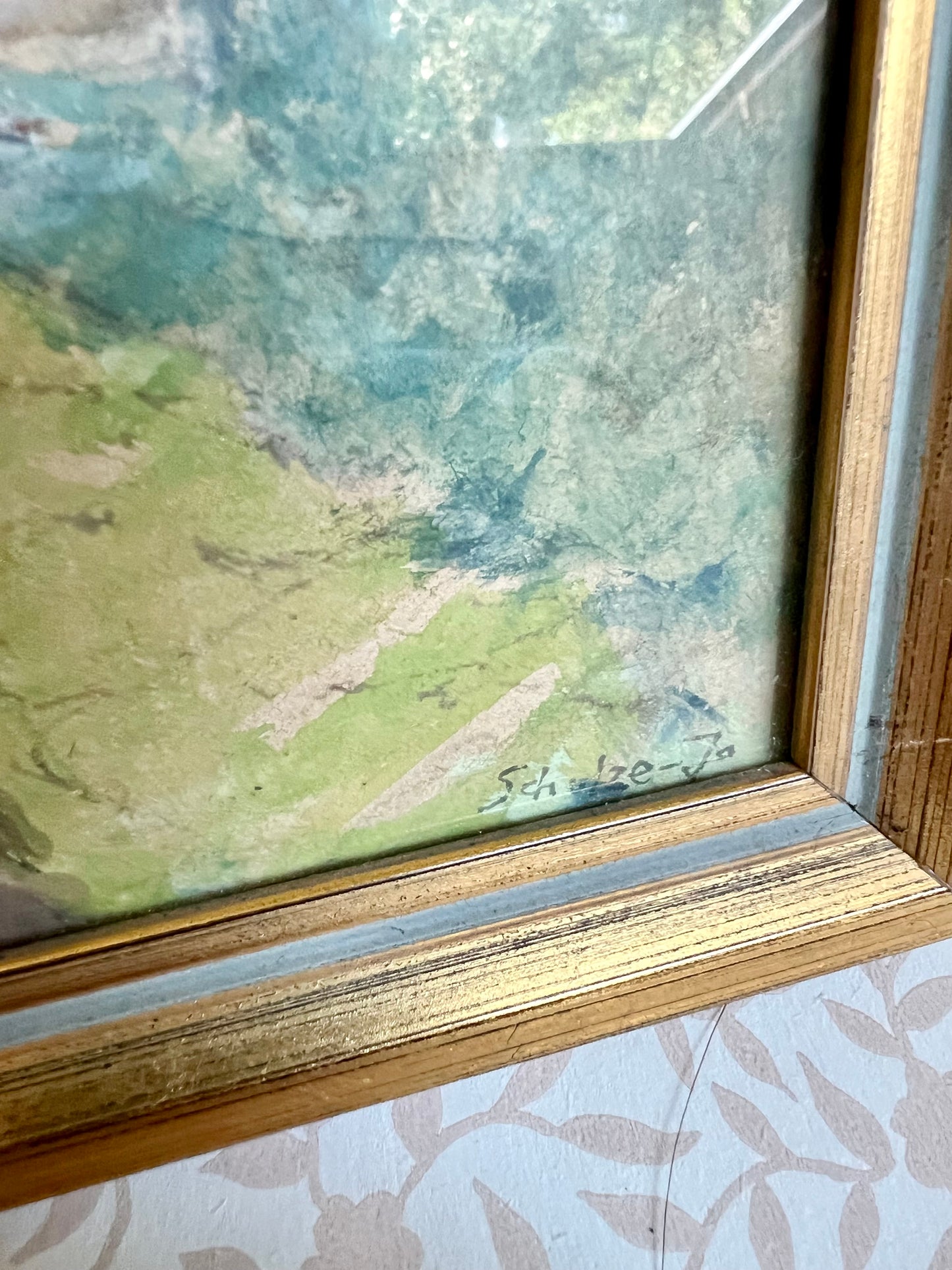 1940s Original German Watercolor signed Schulze