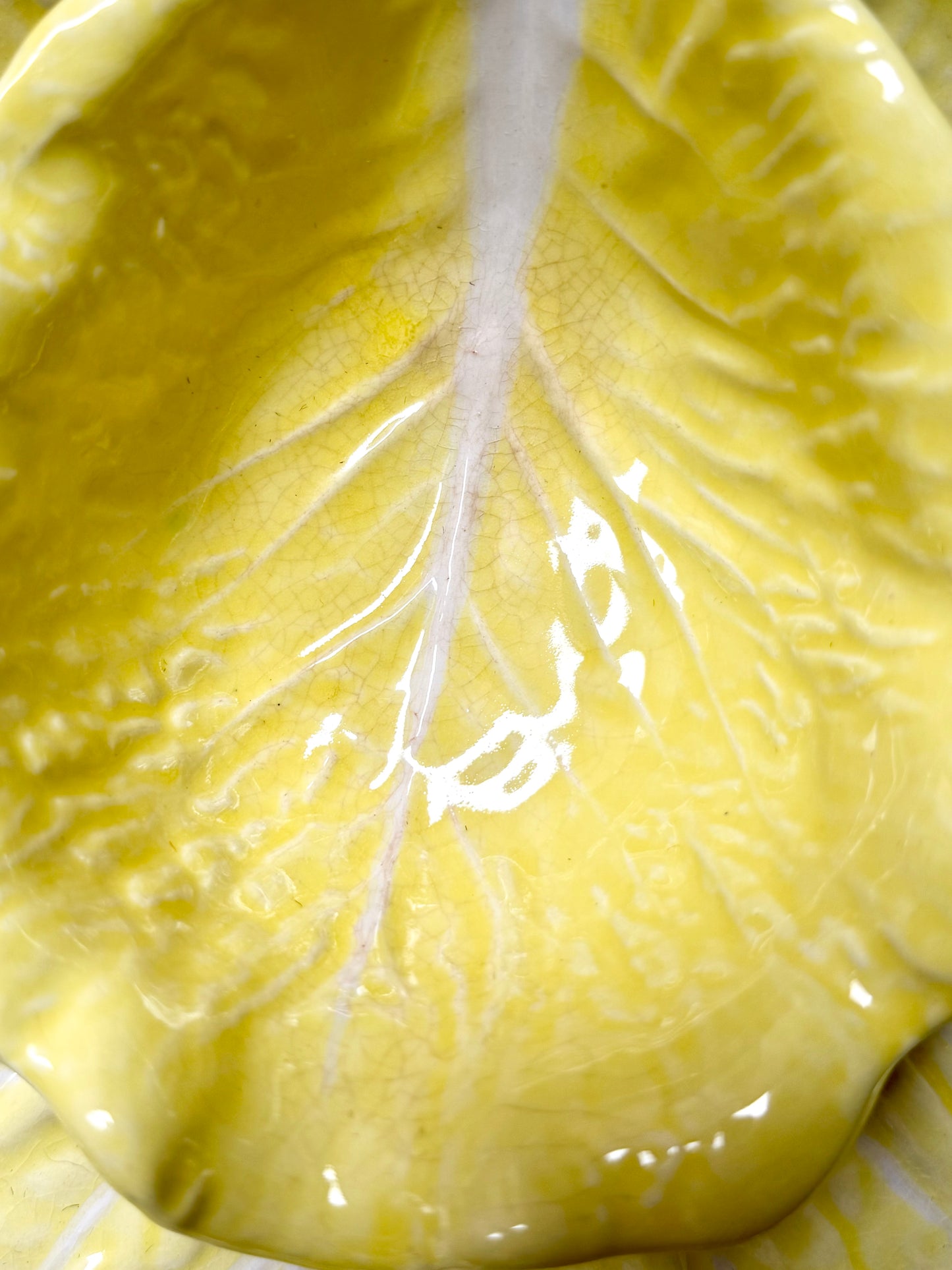 Secla yellow majolica cabbage chip and dip platter