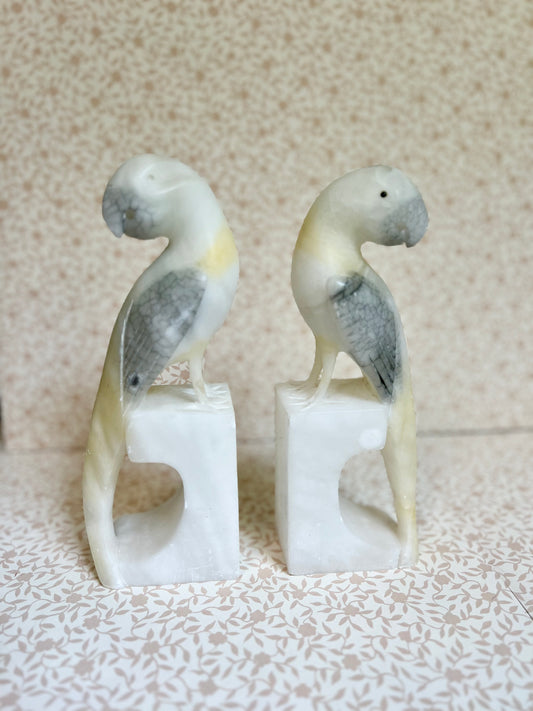 pair of Italian alabaster bird bookends