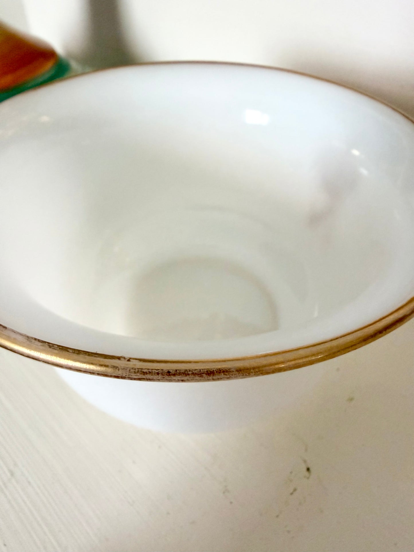 French opaline finger bowl with Napoleonic imperial cipher reproduction