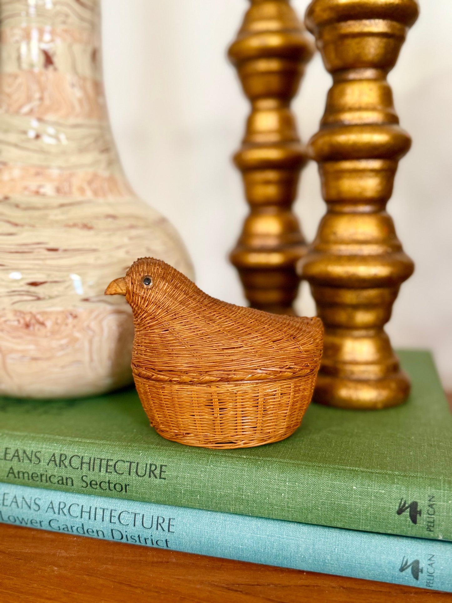 mini wicker lidded chicken basket