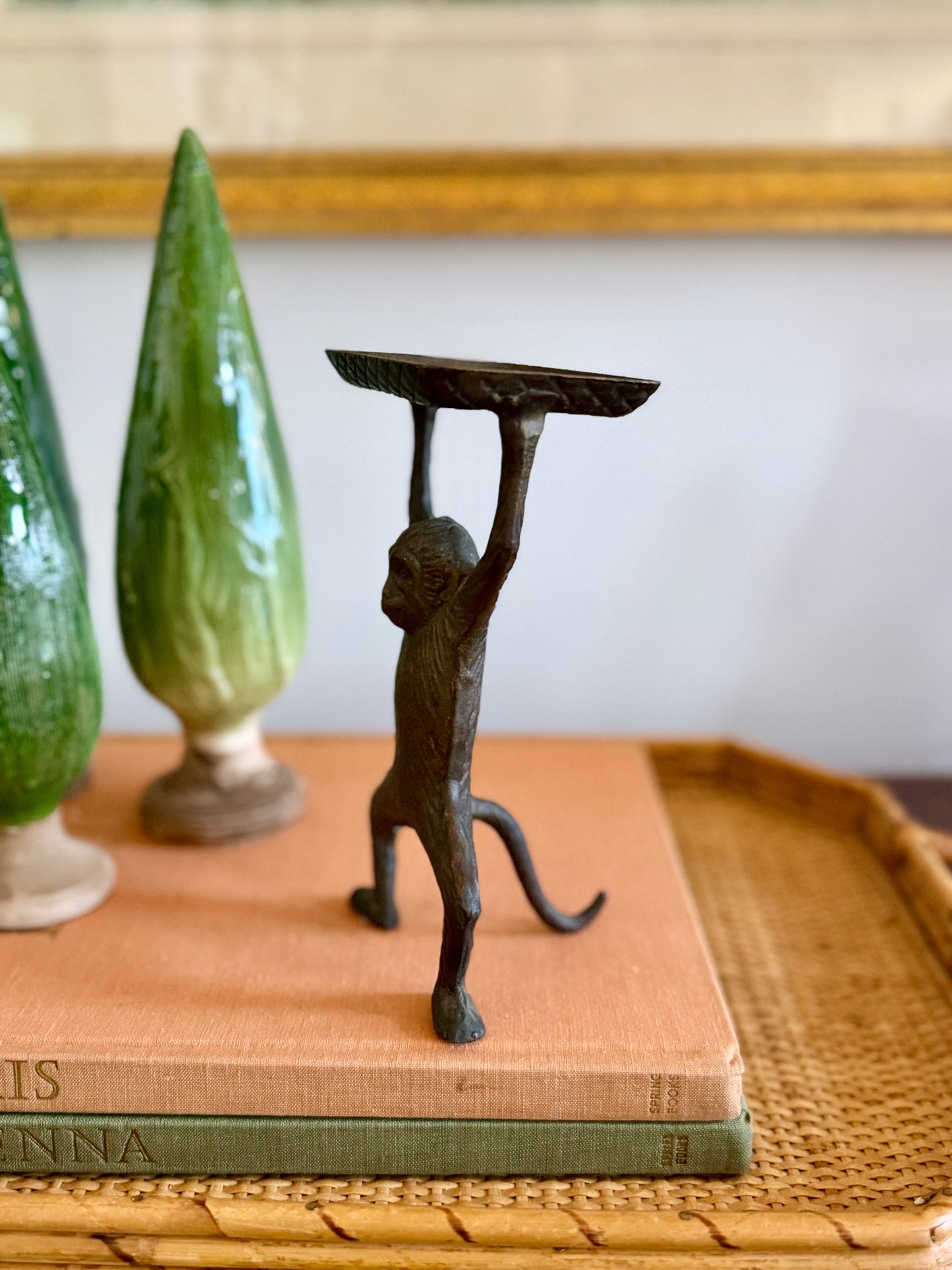 bronze monkey card holder