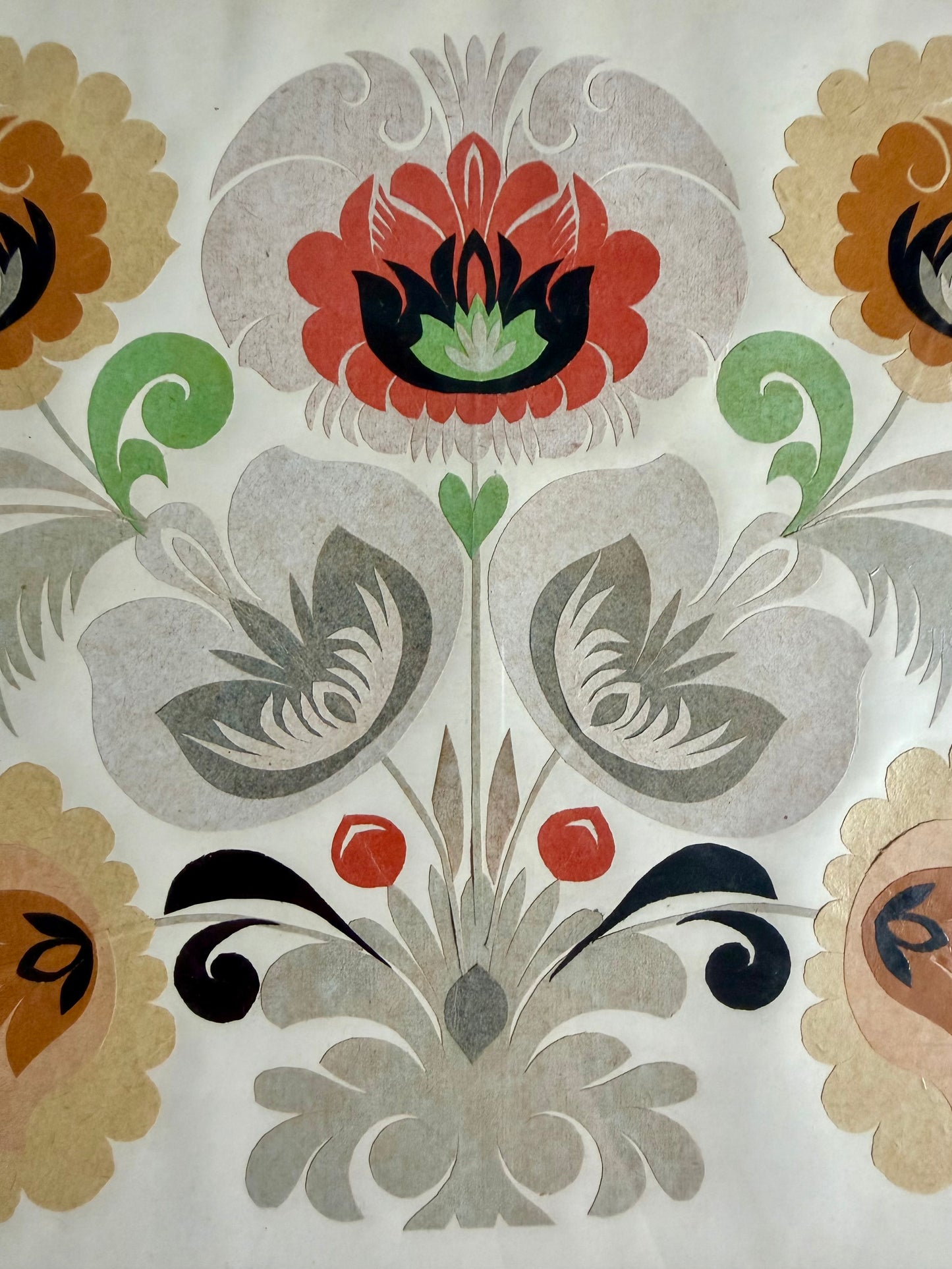 Polish wycinanki cut paper art in red frame