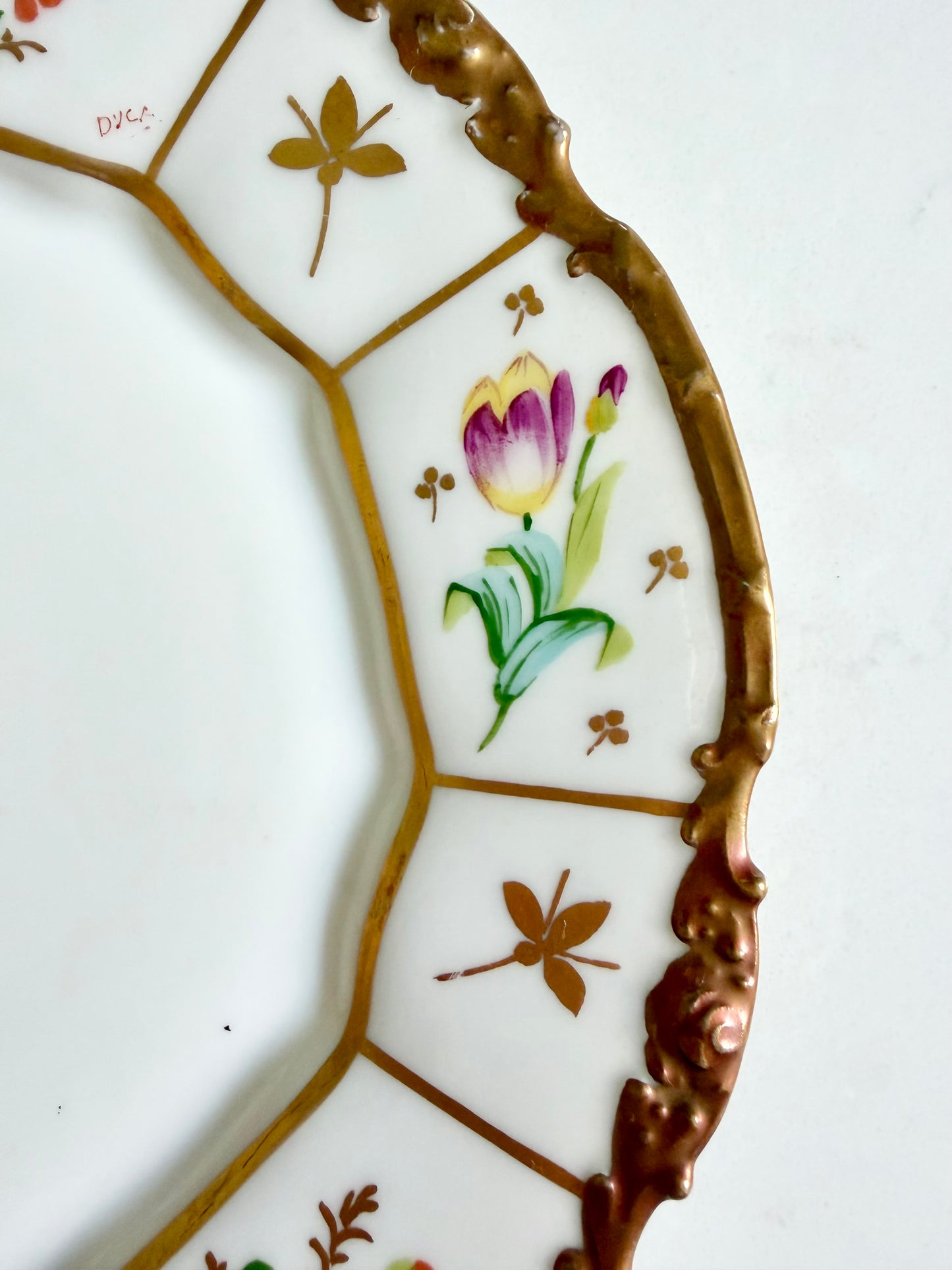 1909 hand painted Limoges botanical plate