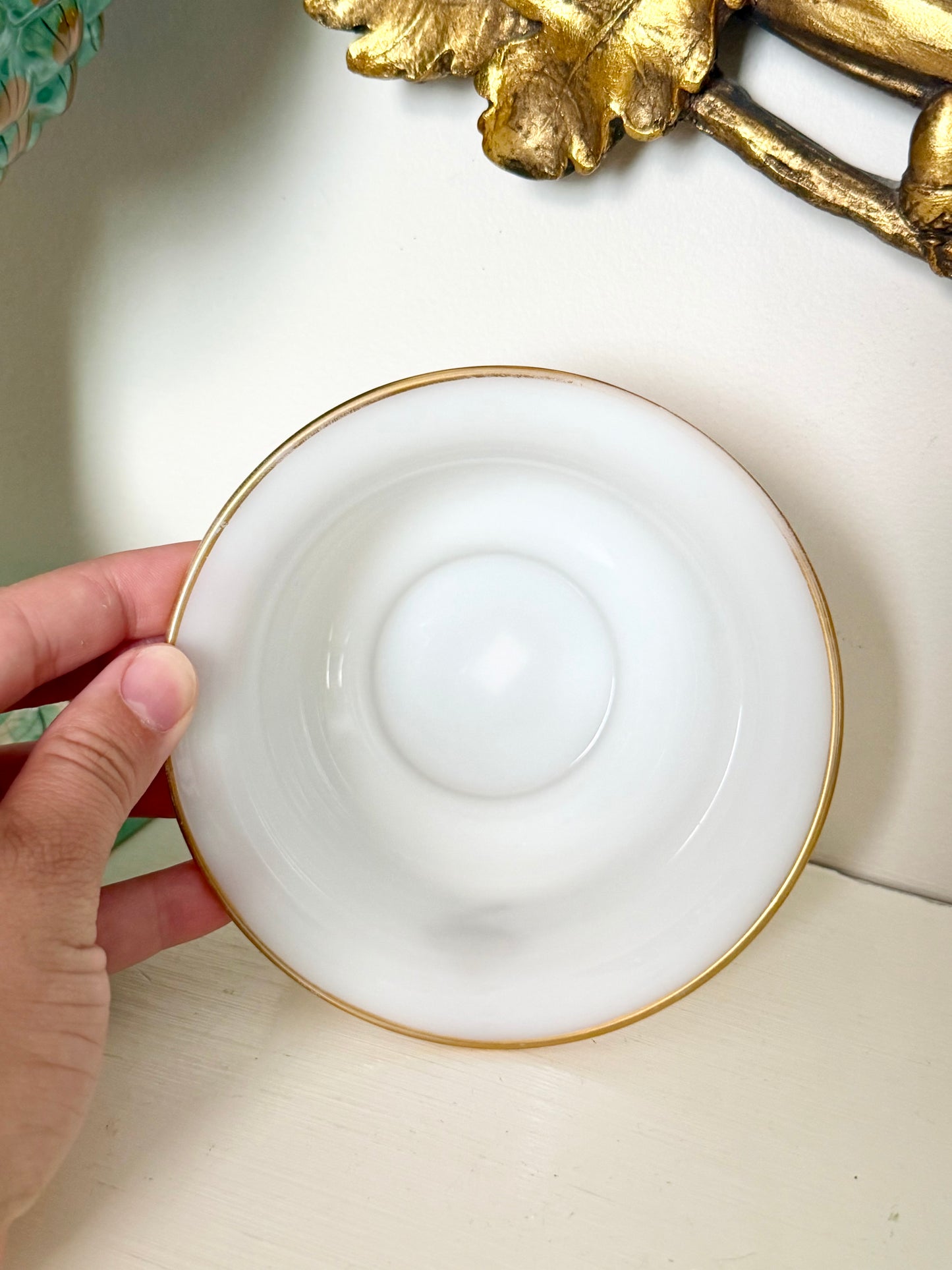 French opaline finger bowl with Napoleonic imperial cipher reproduction