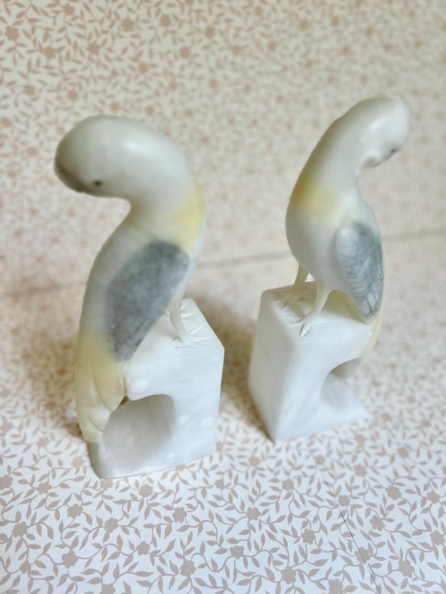 pair of Italian alabaster bird bookends