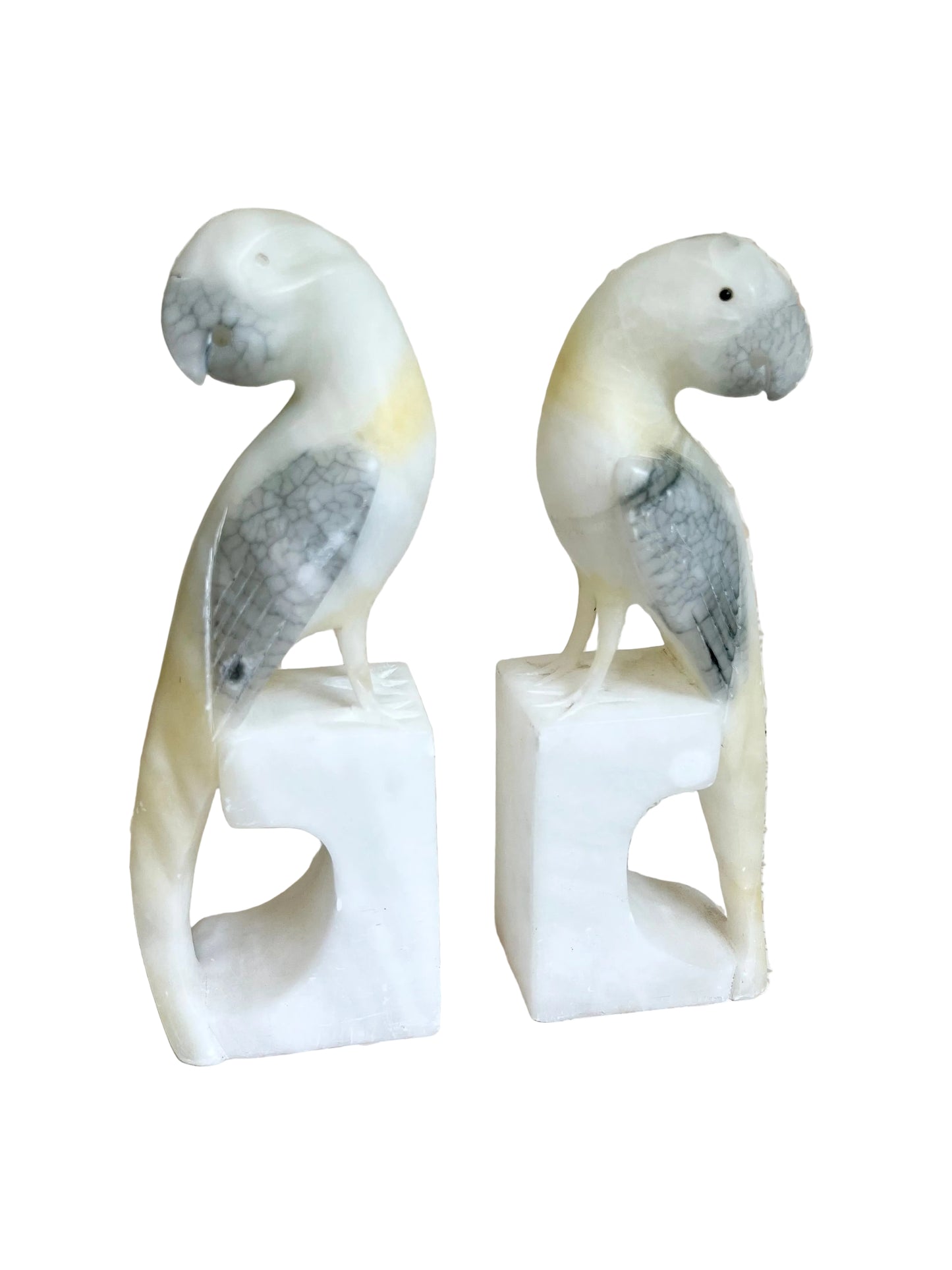 pair of Italian alabaster bird bookends